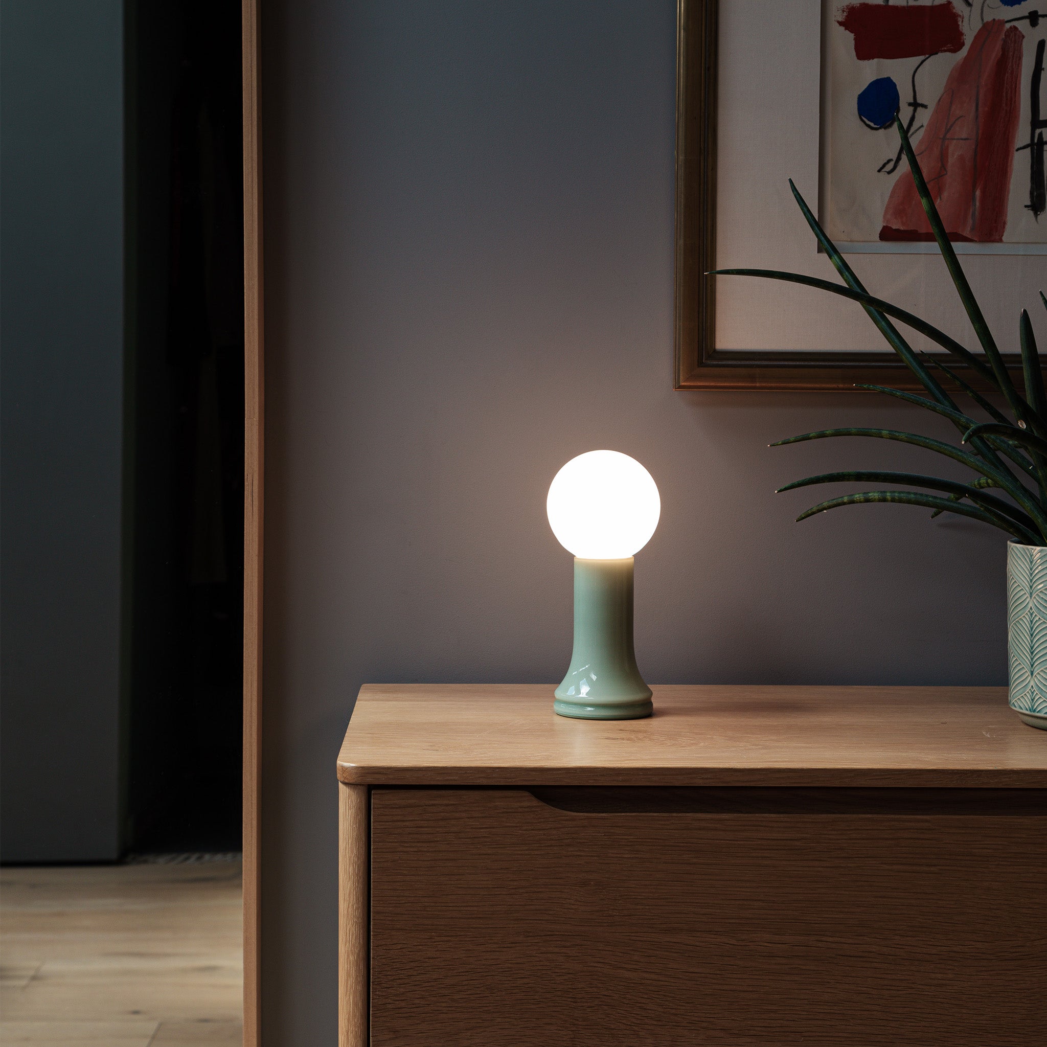 Shore Table Lamp in Sea Green - Set of 2 Modern Coastal Bedside Lights for Living Room, Bedroom & Office Decor