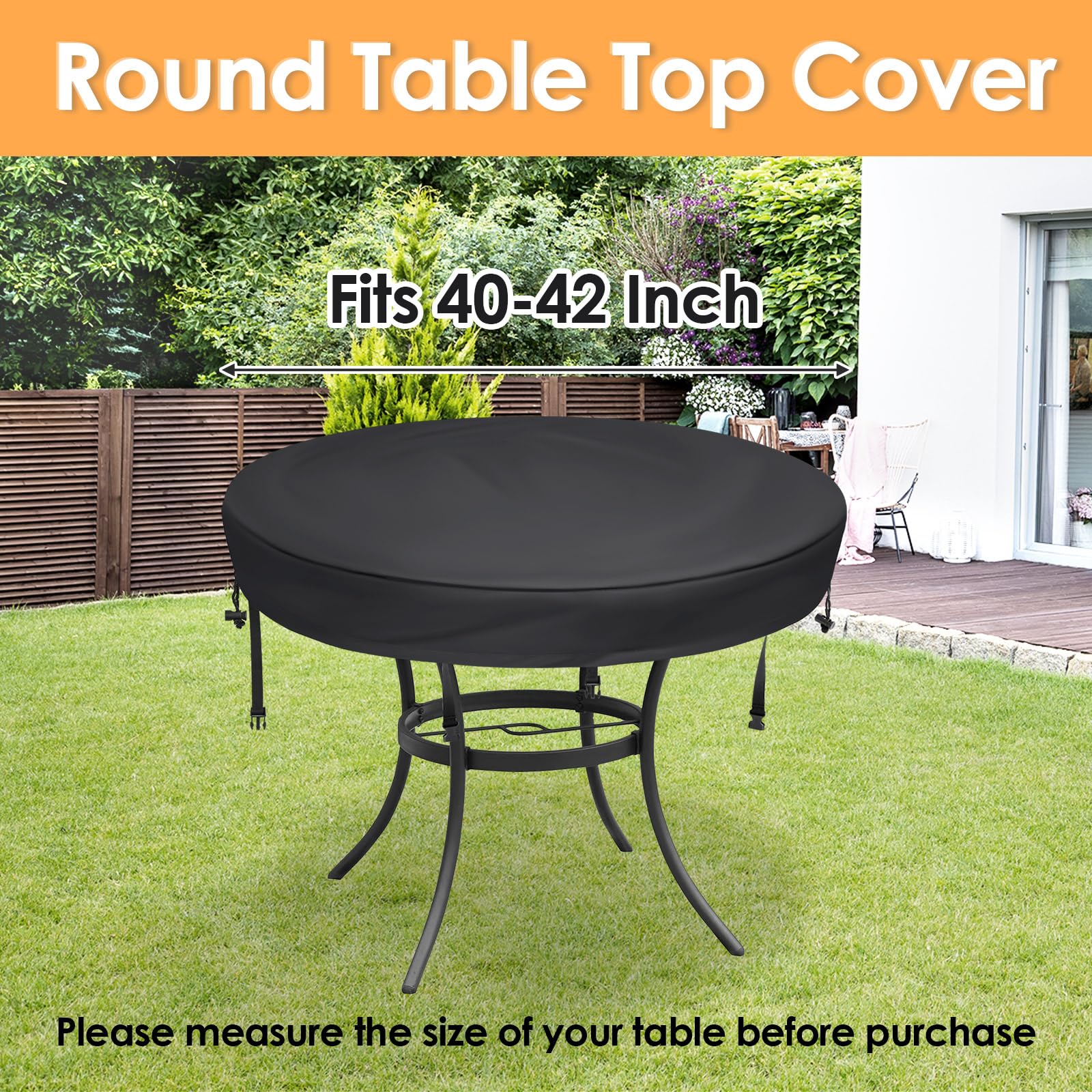 Waterproof & UV-Resistant Outdoor Table Cover for Round Patio Tables 40-42 Inch - All-Weather Protection for Garden, Deck & Backyard Dining