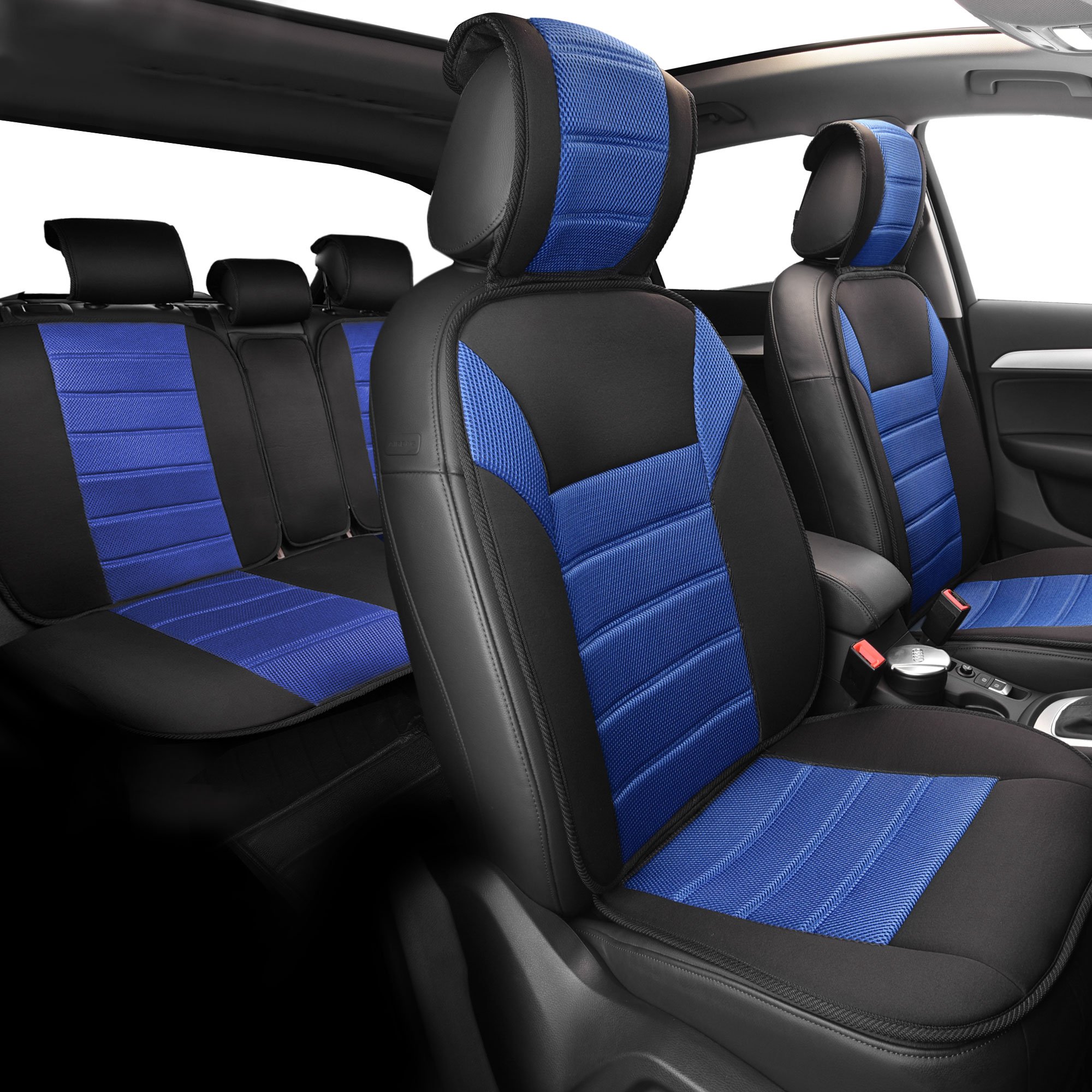 FH Group Universal 3D Air Mesh Car Seat Covers Full Set - Breathable Automotive Seat Cushions for SUV & Sedan | Airbag Compatible, Split Bench Rear Seat Design | Washable & Durable Blue Car Seat Protectors | Perfect for Daily Commute, Road Trips & Family Travel
