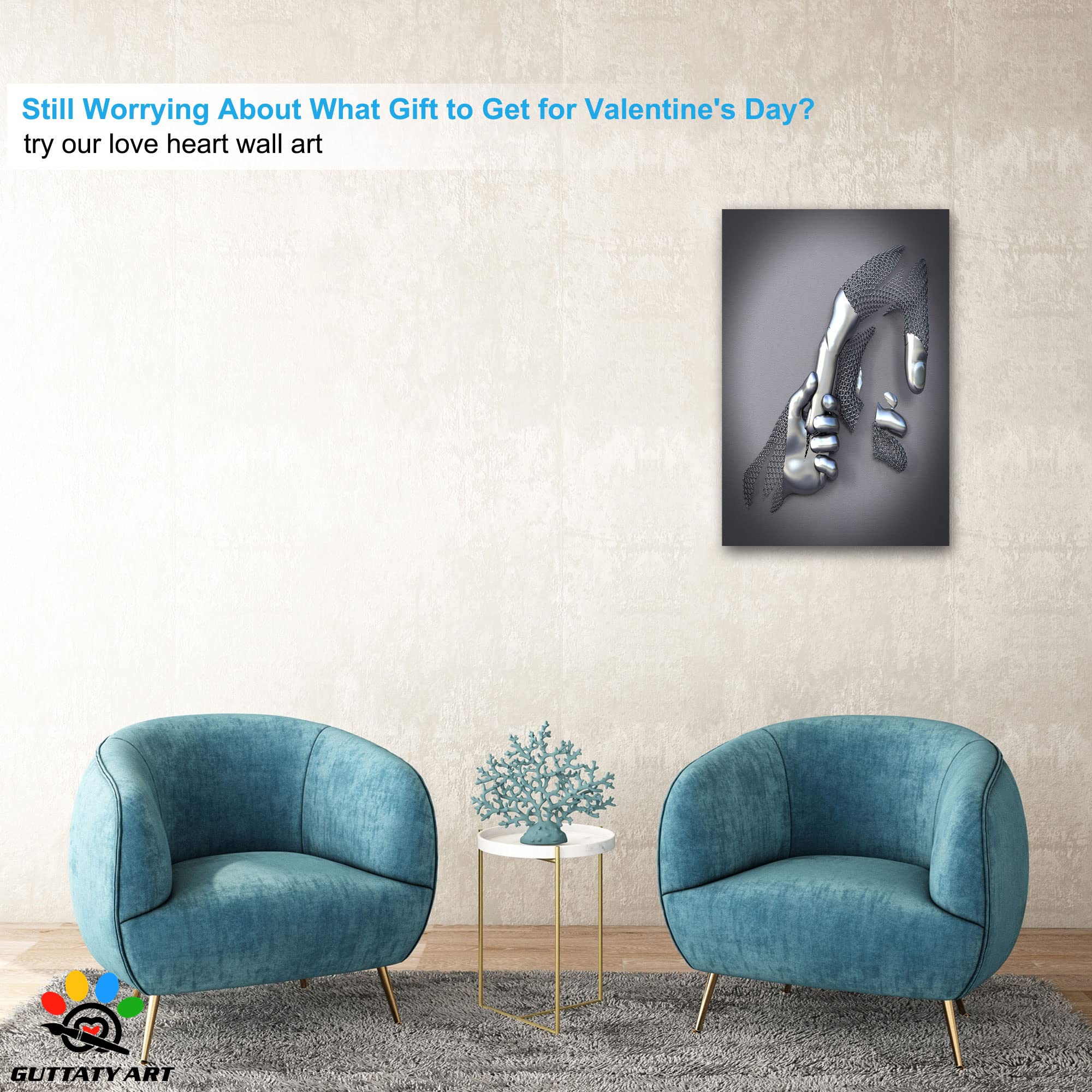 3D Metal Effect Canvas Wall Art - Modern Silver Framed Wall Decor for Living Room & Bedroom - Mother's Day Gift Idea for Mom - 24x36 Inches - Perfect for Home, Office & Nursery Decor
