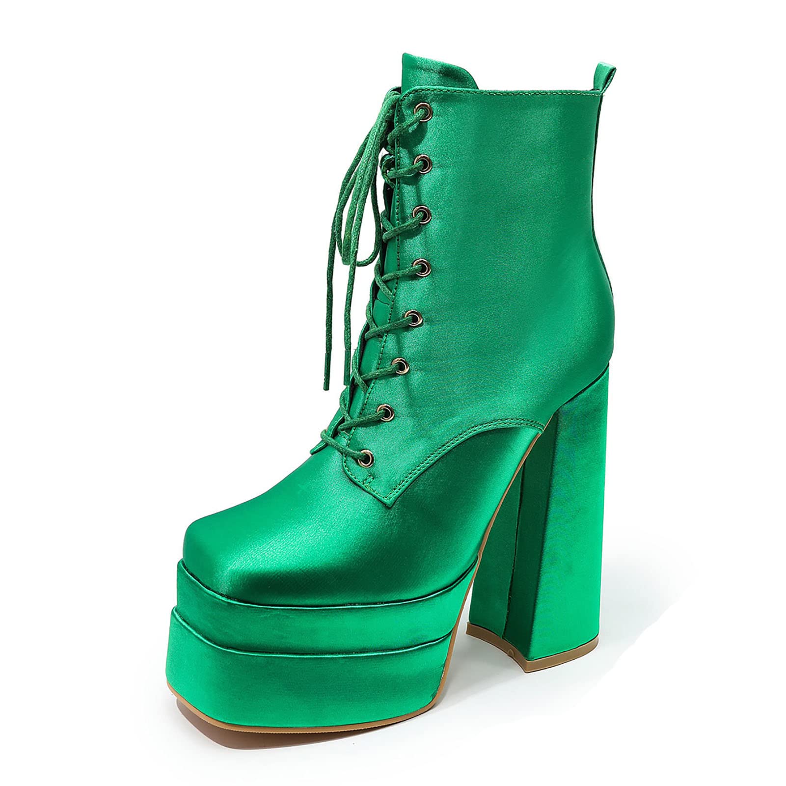 Women's Chunky High Heel Platform Boots - Mid Calf Punk Combat Boots with Square Toe & Side Zip | Stylish Winter & Fall Fashion for Outfits, Parties & Streetwear