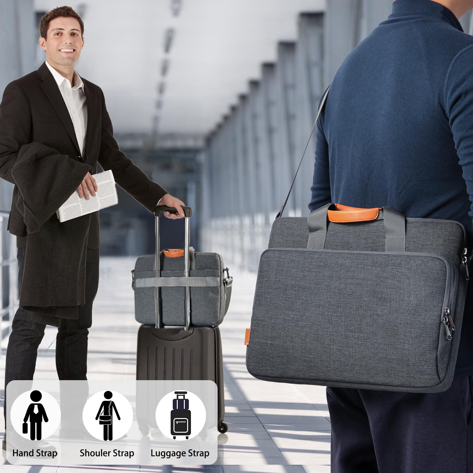 15.6-17.3 Inch Laptop Case Bag with Edge Protection, Durable Shoulder Carrying Briefcase for Work, School, and Travel