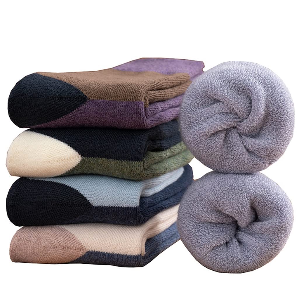 5 Pairs Thick Men's Cotton Thermal Winter Socks - Warm & Fluffy Floor Socks for Men - One Size (Color A) - Perfect for Home, Office & Cold Weather Comfort