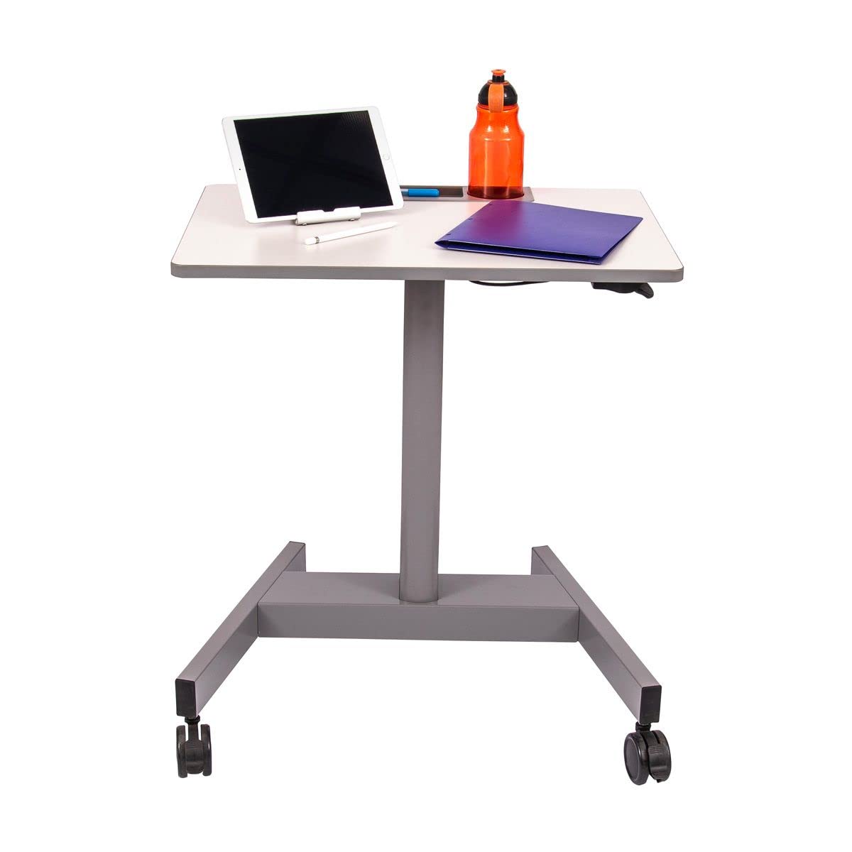 Adjustable Height Rolling Standing Desk with Pneumatic Lift for Students & Classrooms - Gray | Perfect for Home Office, Study & Workspace Ergonomics