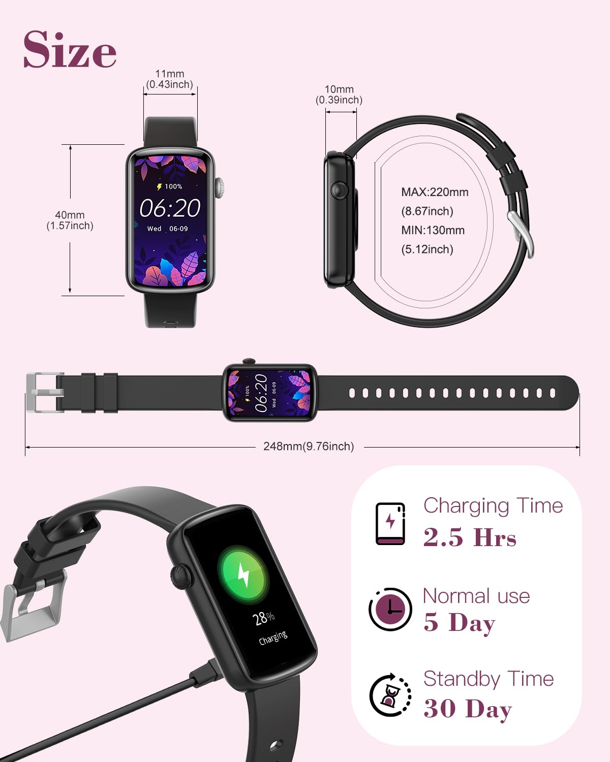 SHANG WING Women's Smart Watch - Fitness Tracker with Heart Rate & Sleep Monitor for Android iOS - Perfect for Workouts & Daily Use