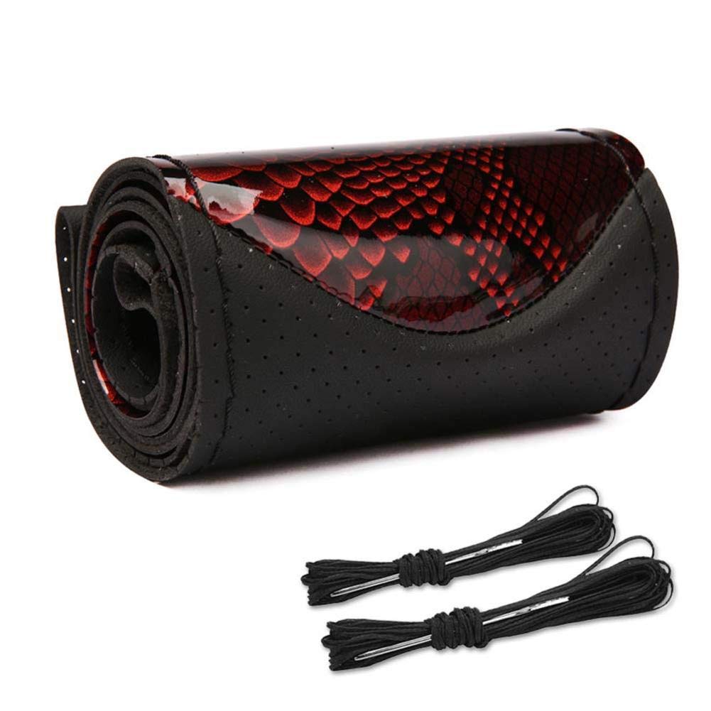 Snake Pattern Faux Leather Steering Wheel Cover - 15 Inch for Cars & Auto Parts - Perfect for Driving Comfort