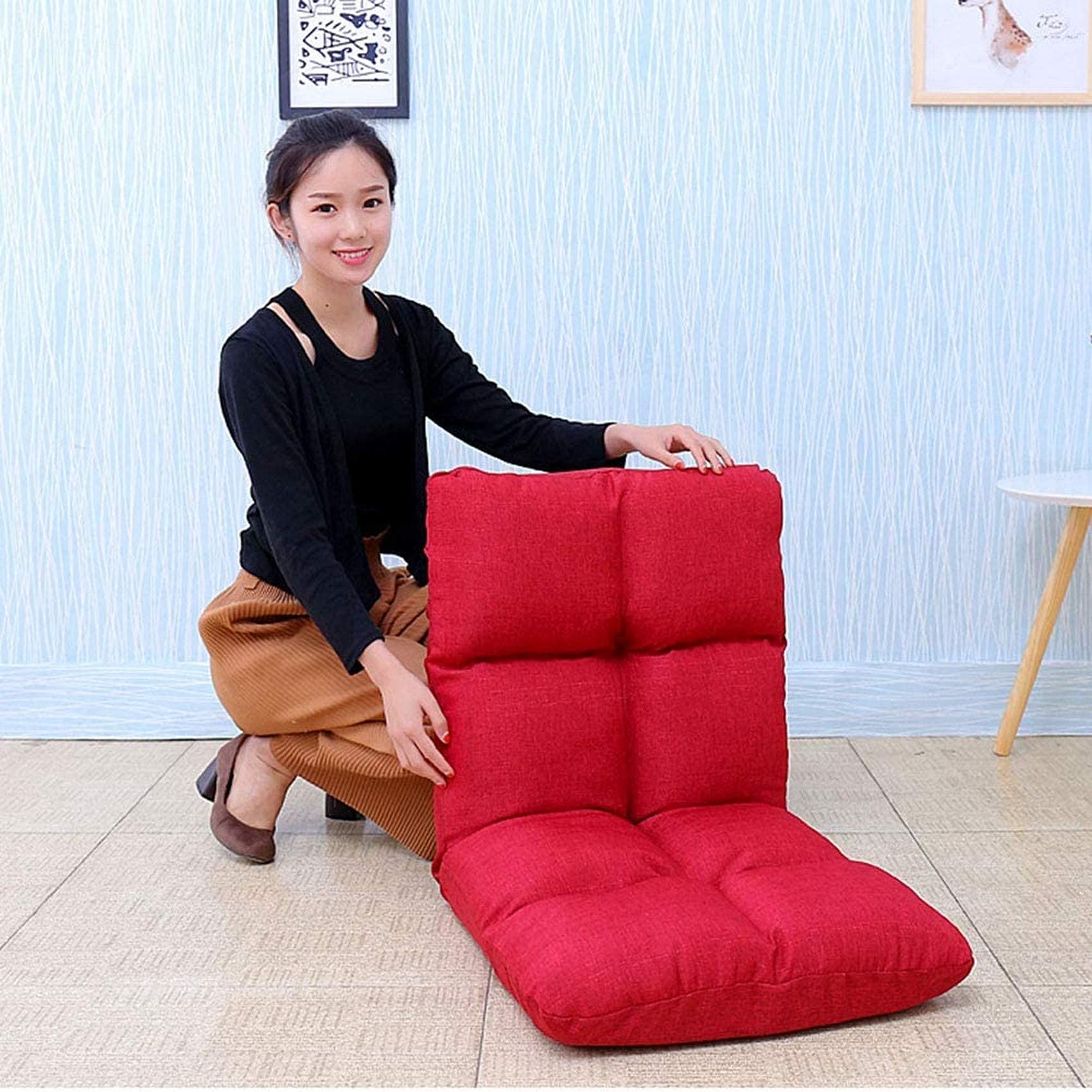 Foldable Floor Chair with Adjustable Backrest - Comfortable Lazy Sofa Bed for Home, Office, Reading & Gaming - Red Futon Mattress Seat - Perfect for Small Spaces, Meditation & Relaxation