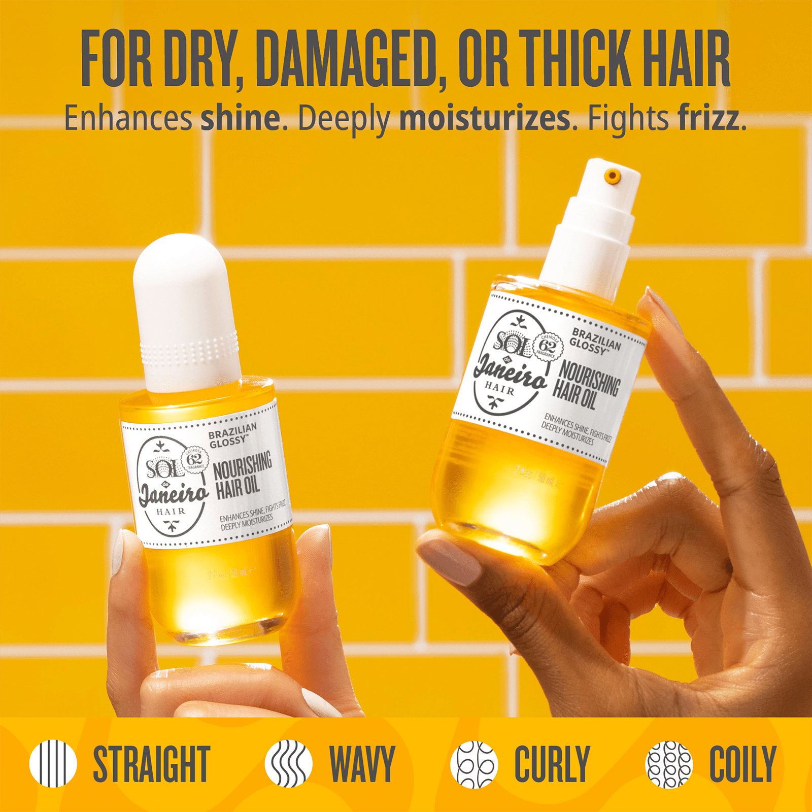Brazilian Glossy™ Nourishing Hair Oil - 100% Natural Hair Treatment for Shine & Growth | Perfect for Dry, Damaged & Curly Hair | Daily Use & Styling Essential