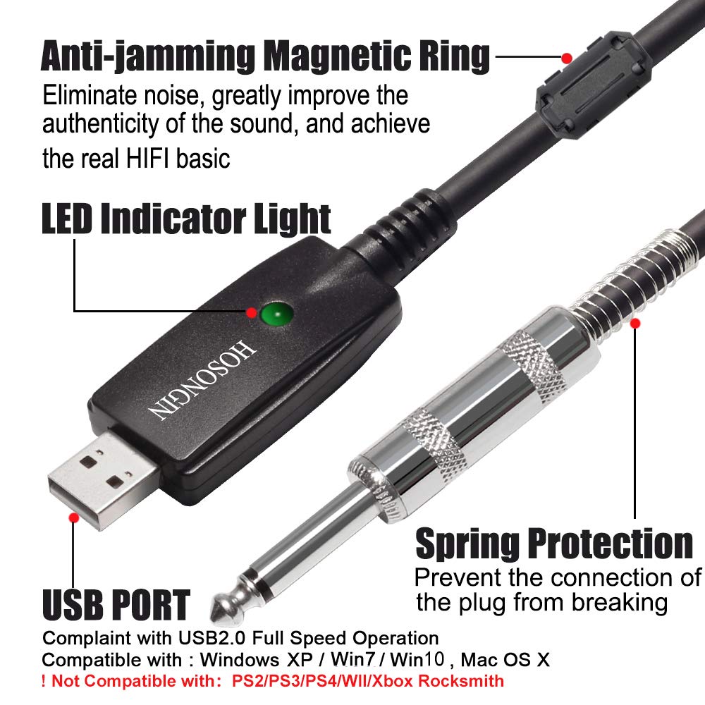 HOSONGIN USB to 6.35mm 1/4