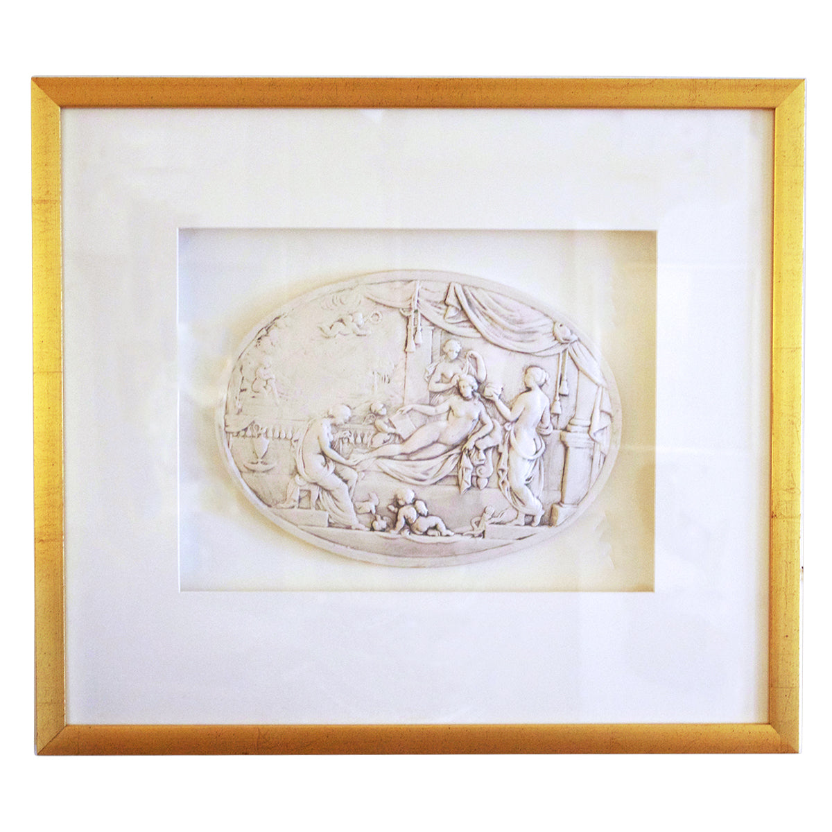 19th Century Antique Framed Bisque Plaque - Hand-Painted Ceramic Wall Decor for Victorian Home & Office - Perfect for Vintage Collectors & Interior Design