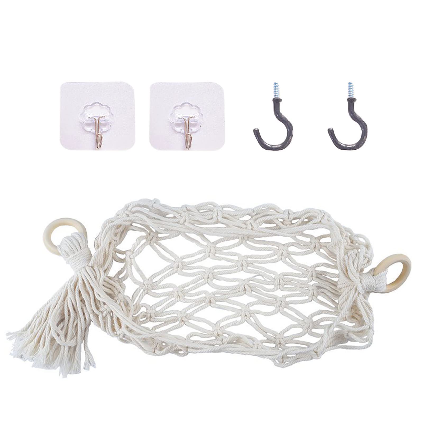 Hand-Woven Cotton Rope Hanging Basket for Fruits & Vegetables - Breathable Kitchen Storage Organizer for Home, Farm, or Market Use