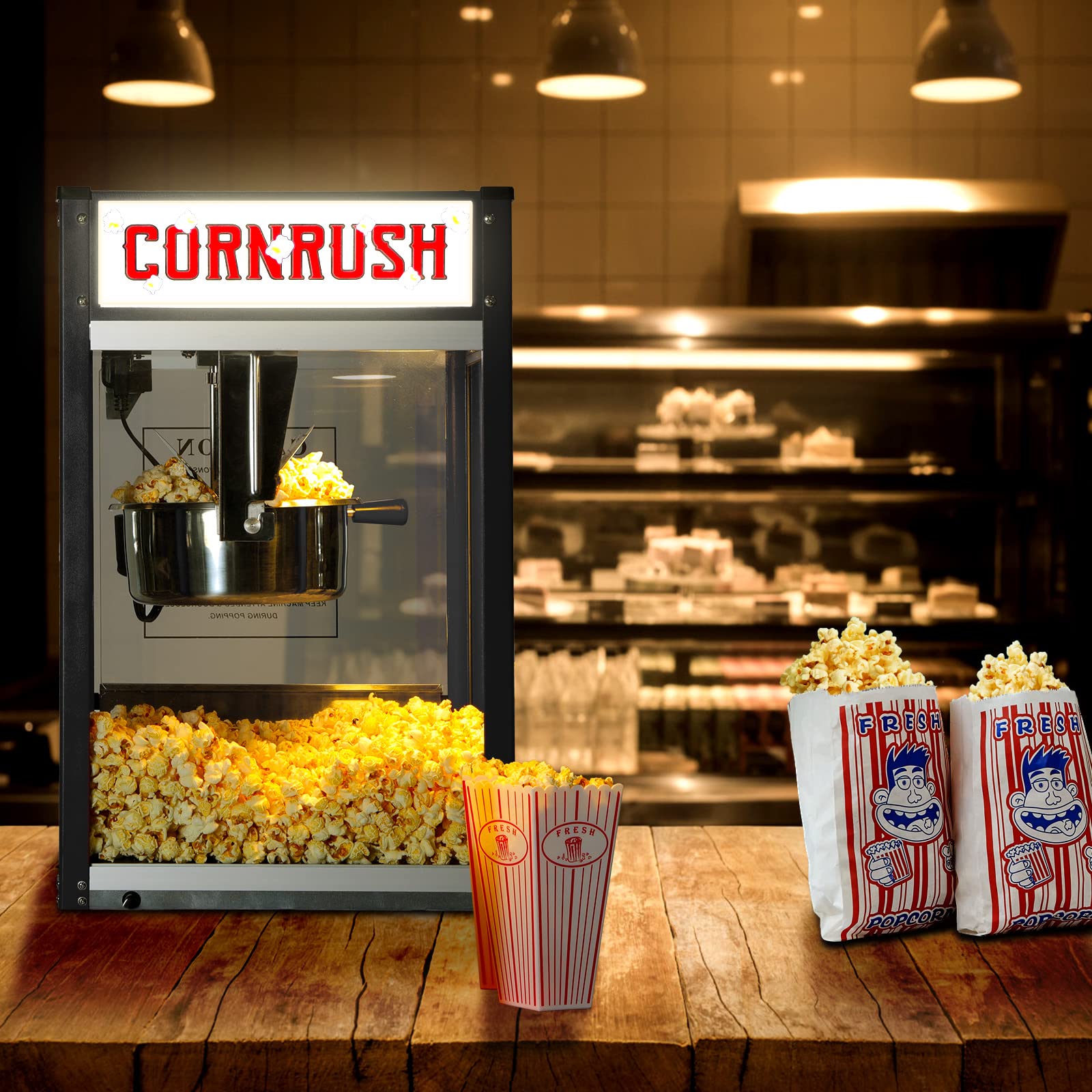 8oz Tabletop Popcorn Machine - Old Fashioned Movie Theater Style Popcorn Popper for Home, Halloween & Christmas Gifts (Black) | Perfect for Movie Nights, Parties & Family Gatherings