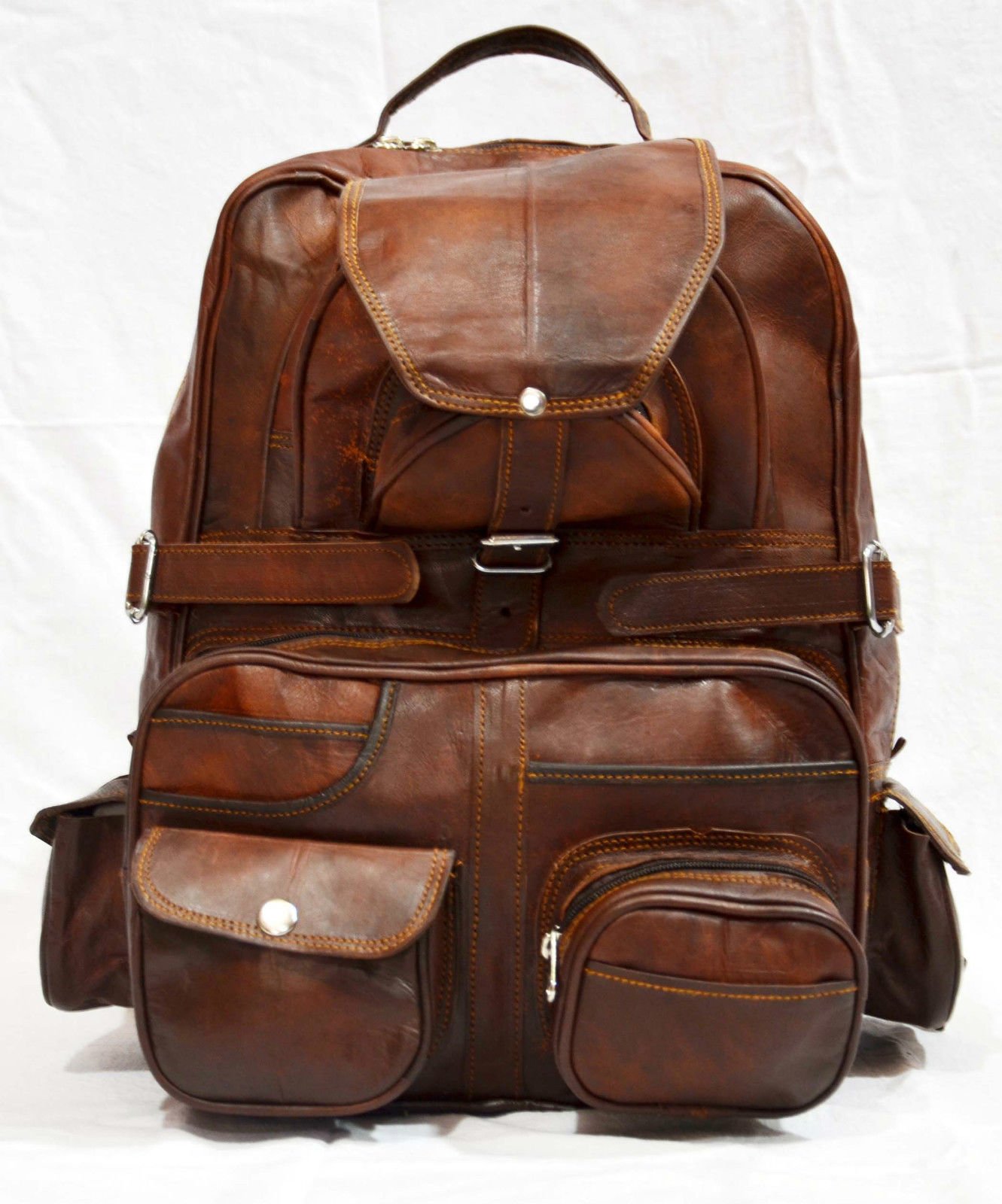 thehandicraftworld Genuine Leather Large Backpack - Durable Travel Rucksack & Business Briefcase, Handmade Big Overnight Bag for Men & Women | Perfect for Business Trips, Weekend Getaways & Outdoor Adventures