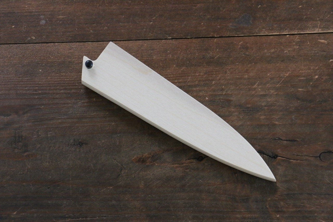 Premium Magnolia Saya Sheath for 135mm Petty Chef Knife - Wooden Pin Protection - Nashiji Finish - Perfect for Kitchen Storage & Japanese Knife Safety