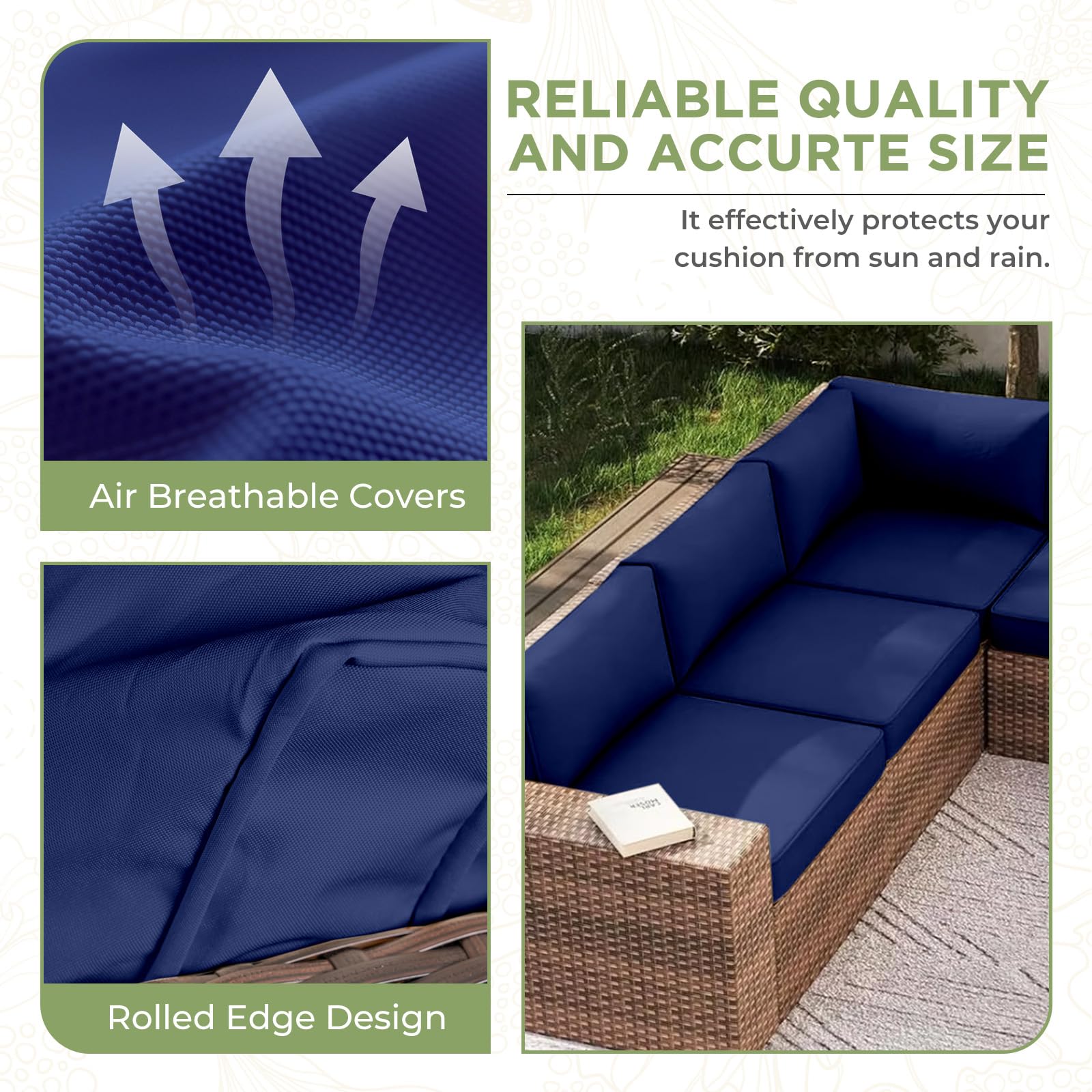 PROHIKER 14-Pack Outdoor Cushion Covers with Zipper - Navy Blue Replacement Covers for 7-Piece Patio Furniture Set | Waterproof & UV Resistant Sofa & Pillow Covers for Backyard, Deck, Poolside & Garden Use