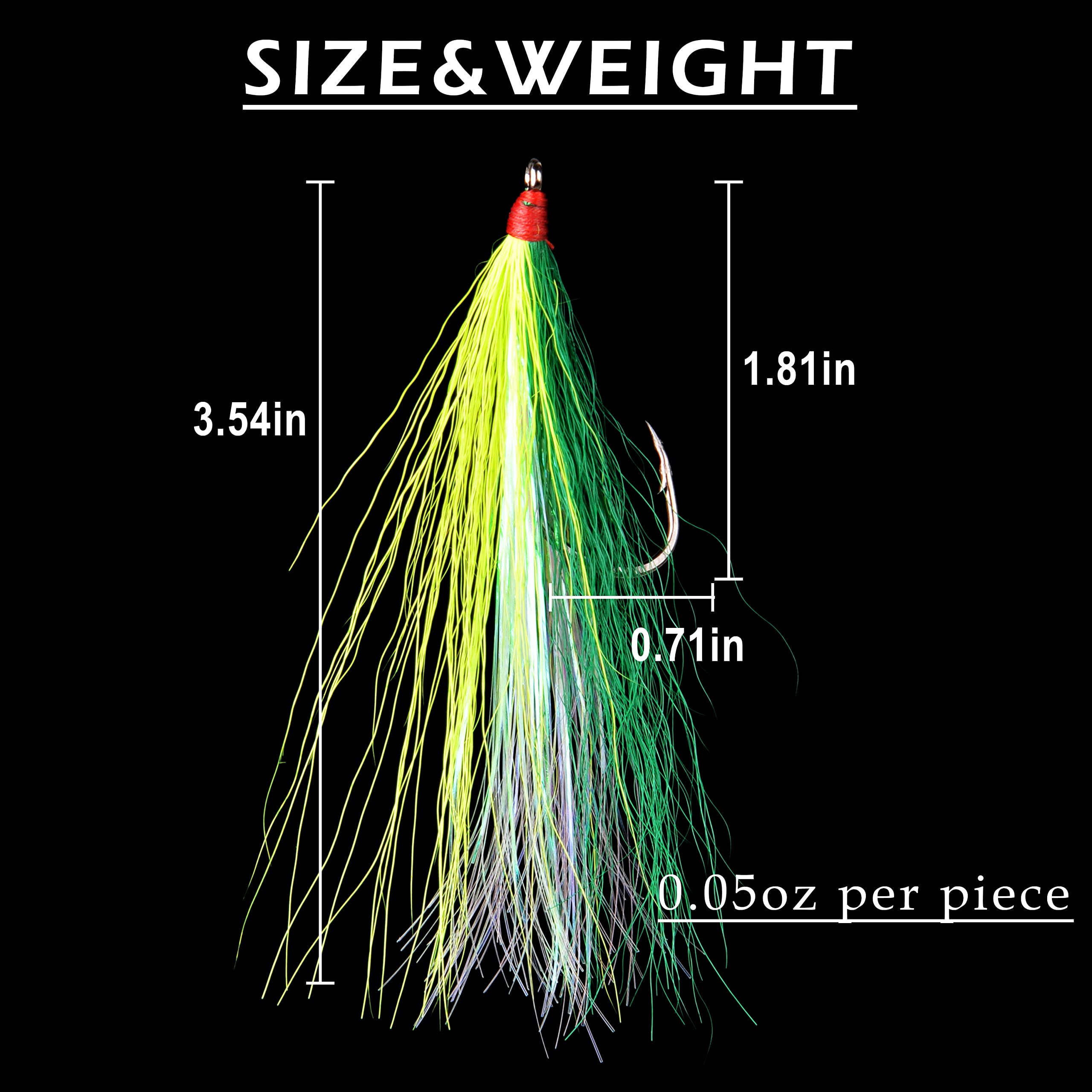 Bucktail Fishing Lures 5 Colors - Saltwater Flounder Salmon Trout Bass - for Sea & Pier Fishing