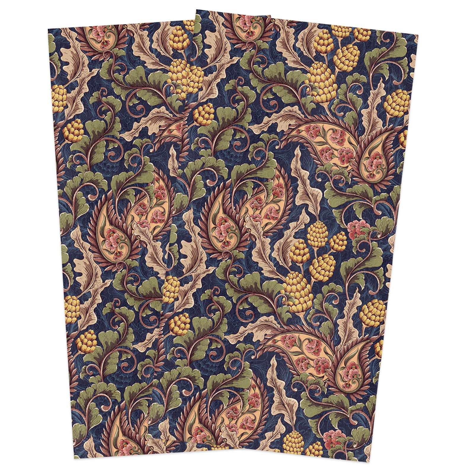 Soft Cotton Kitchen Towels 2 Pack - Absorbent for Dishes & Hands, Autumn Paisley