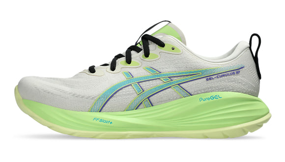 ASICS Men's Gel-Cumulus 27 Running Shoes - D Width - Birch/Lime Green - Cushioned Road Running Sneakers for Jogging, Training & Marathon