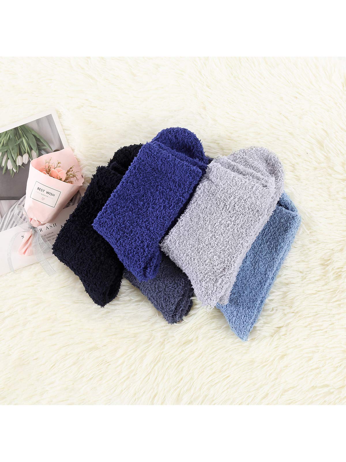 Century Star Non-Slip Fuzzy Socks with Grips for Men - Warm Cozy Fluffy Athletic Socks for Winter, Home, Gym & Christmas Gifts - Anti-Skid House Slipper Socks for Indoor/Outdoor Wear