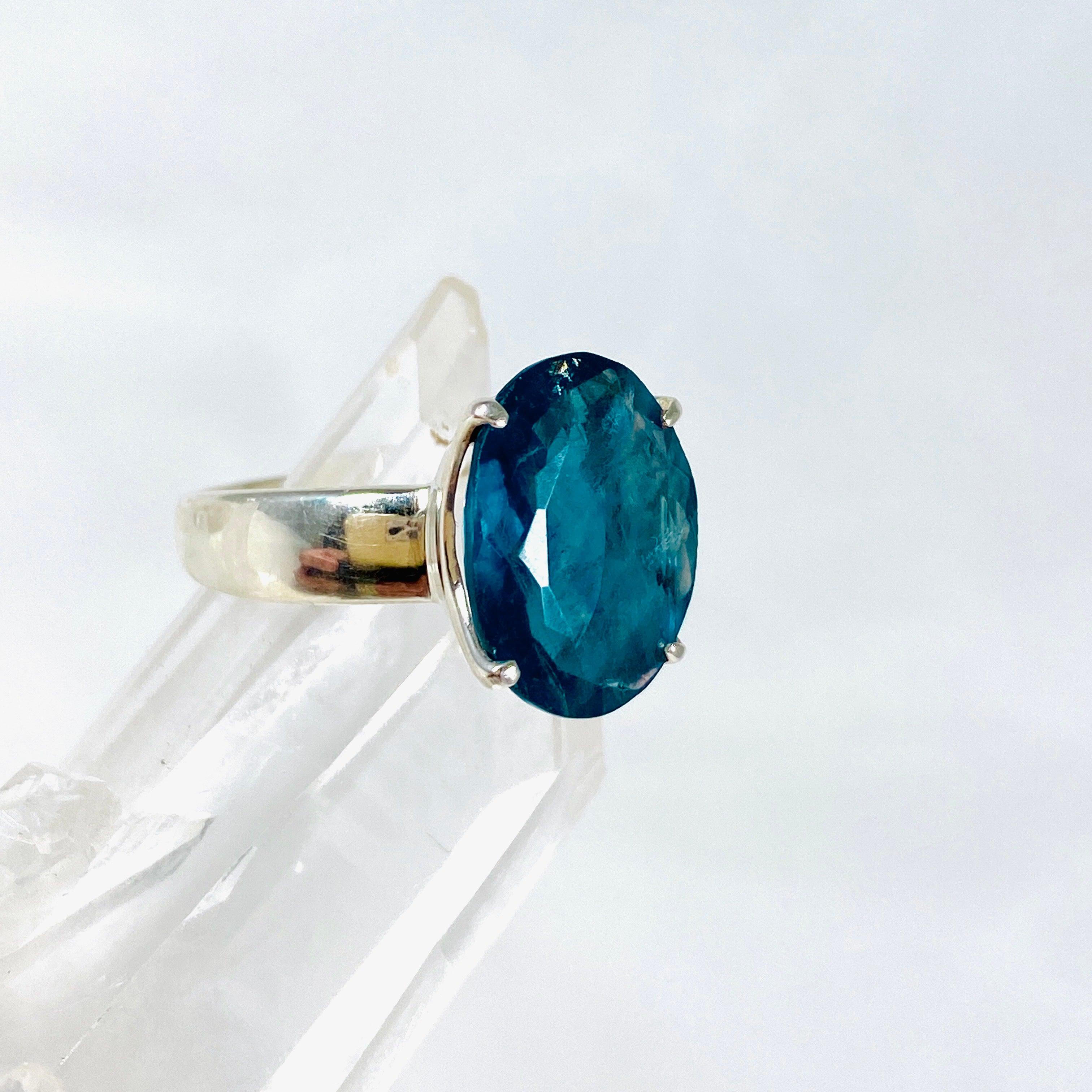 Fluorite Oval Faceted Ring - Size 8.5 - PRGJ302 - Elegant Gemstone Jewelry for Women, Perfect for Weddings, Parties & Everyday Wear