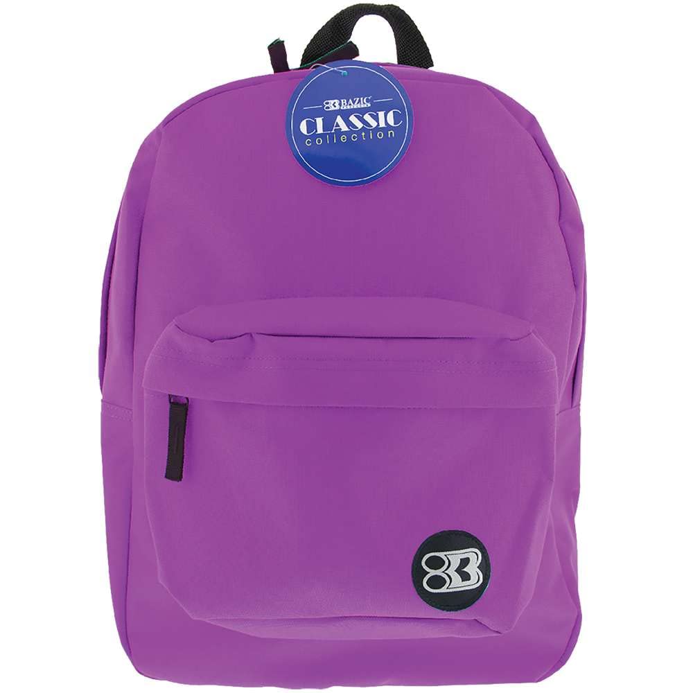 BAZIC 17 Inch Lightweight School Backpack for Students - Purple, Padded Back & Adjustable Straps, Fits A4 Notebook - Perfect for School, College, Travel & Daily Use (12-Pack)