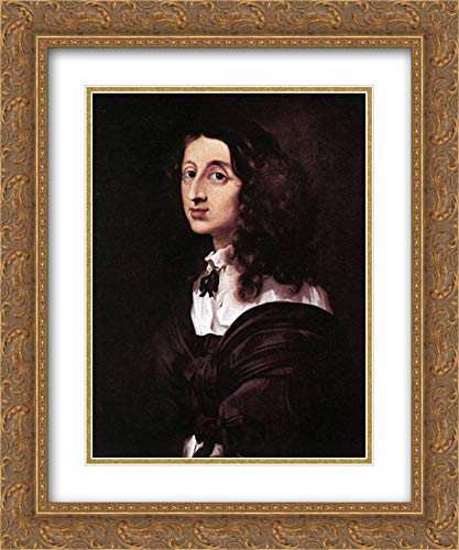 Queen Christina of Sweden 20x24 Inch Gold Ornate Framed Museum Art Print by Sebastien Bourdon - Baroque Portrait Wall Decor for Living Room, Office & Gallery Display