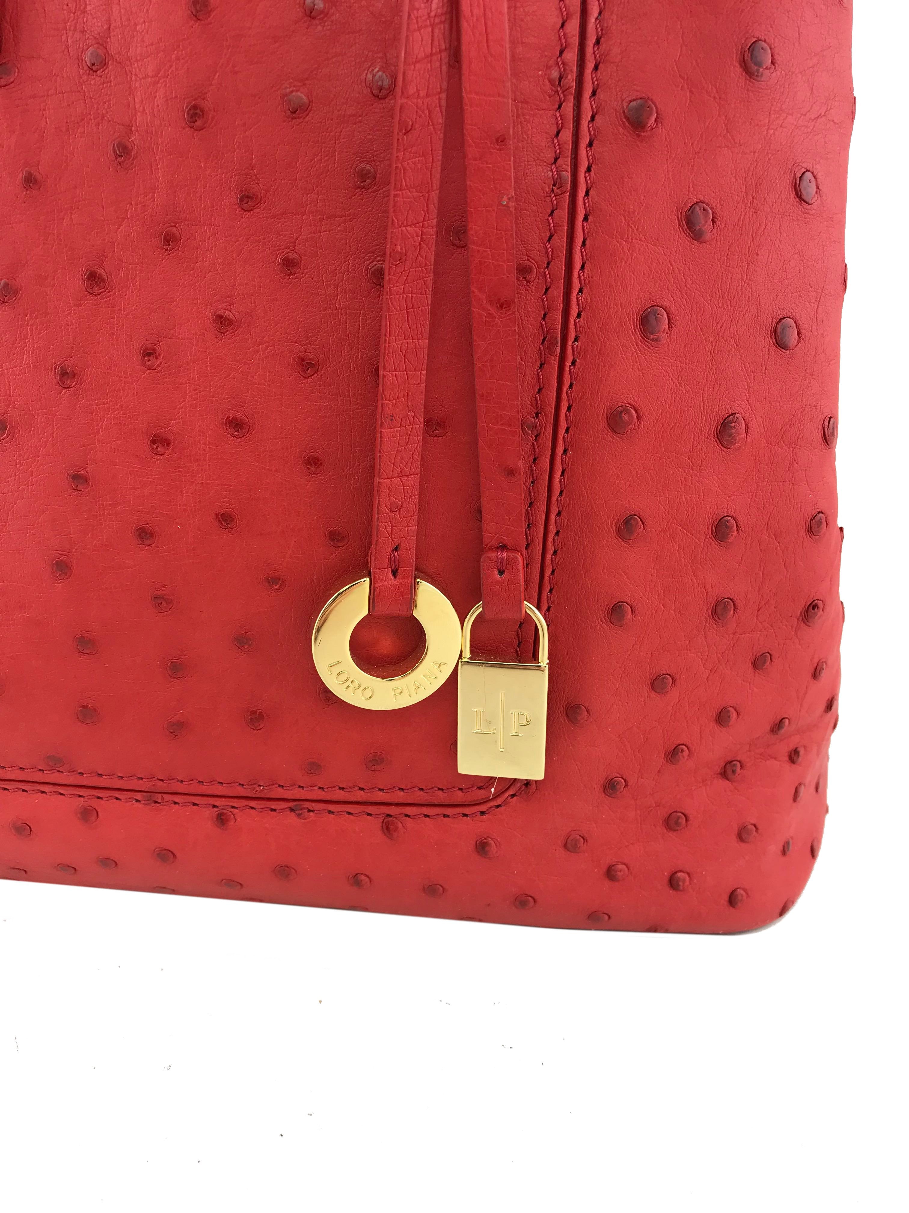 Luxury Loro Piana Ostrich Leather Bellevue Handbag for Women - Elegant Designer Tote for Work, Travel & Special Occasions