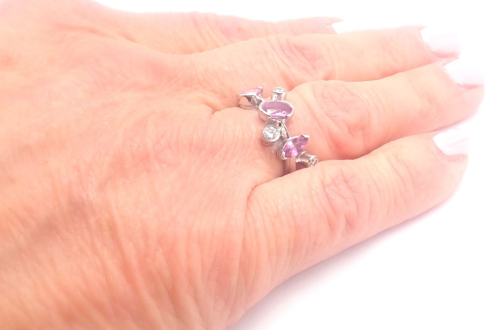 Authentic Cartier Meli Melo Platinum Diamond & Pink Sapphire Band Ring with Certificate - Perfect for Engagement, Anniversary & Luxury Gift Giving