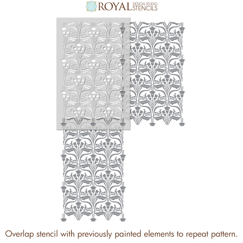 Aubrey Nouveau Floral Wall Stencil - Reusable DIY Painting Template for Home Decor, Bedroom, Nursery & Living Room Wall Art Projects