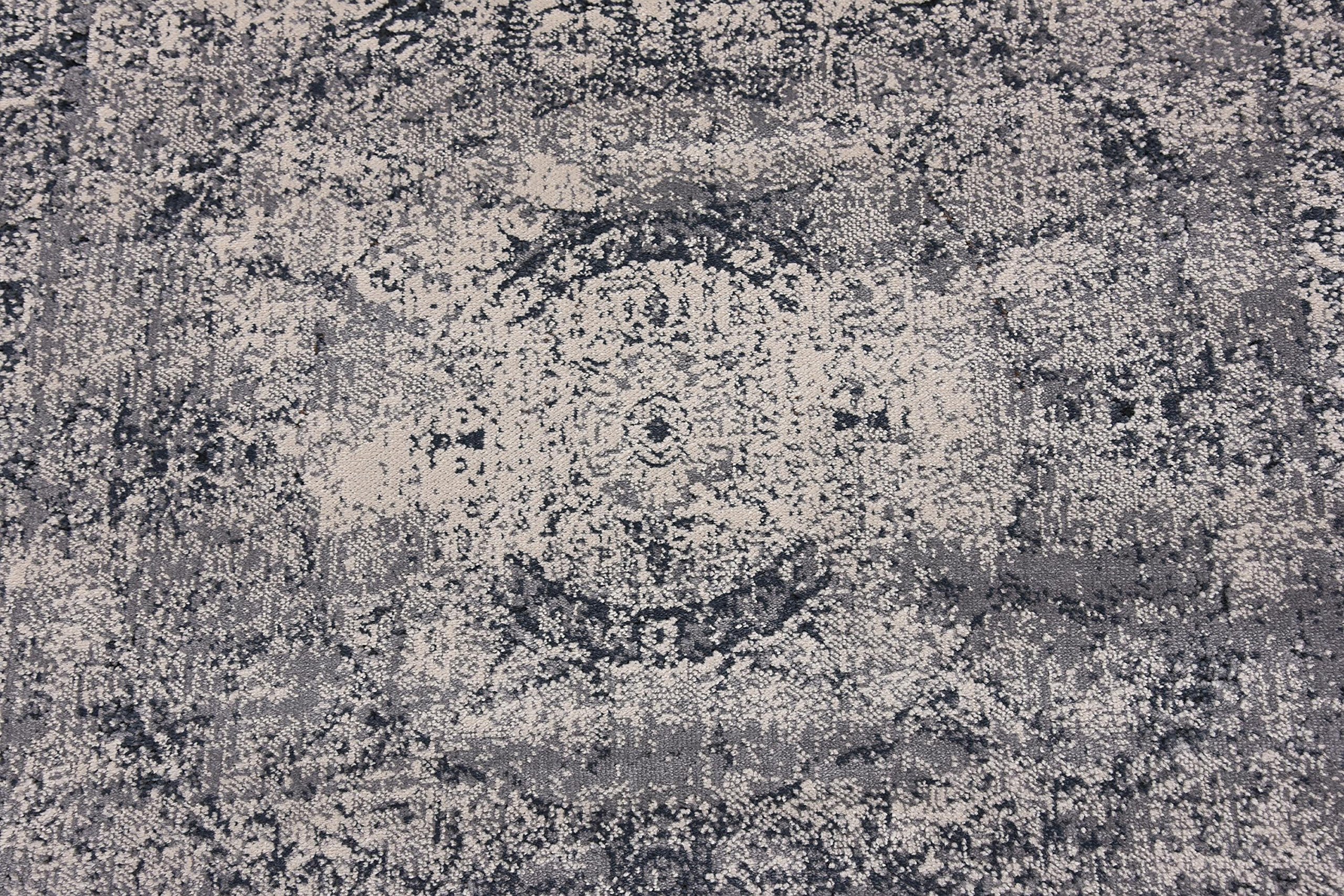 Unique Loom Victoria Runner Area Rug - 3' x 13' Dark Blue - Non-Slip Hallway Carpet for Home Decor | Perfect for Entryways, Kitchens & Long Narrow Spaces