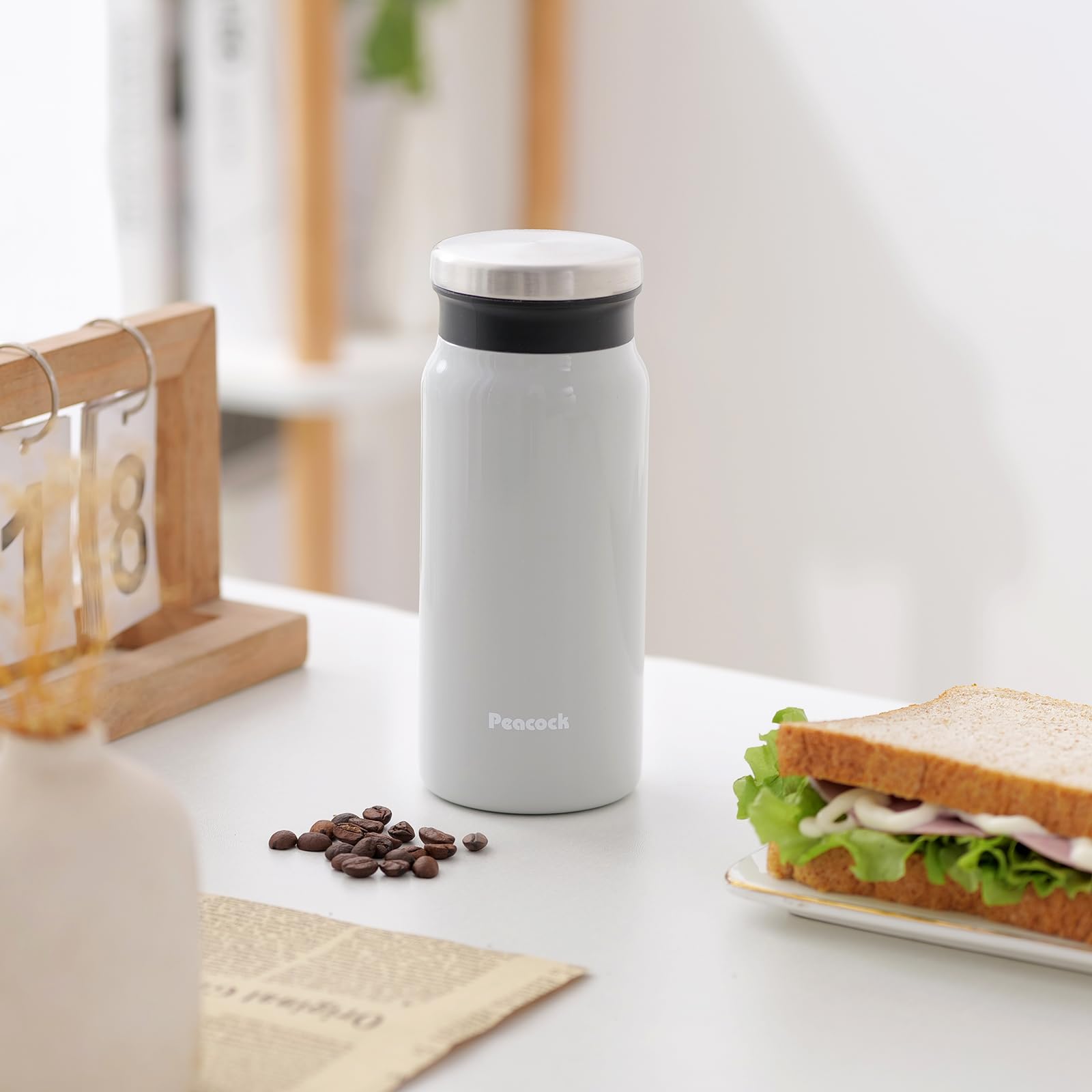 14oz Stainless Steel Travel Coffee Mug - Vacuum Insulated Thermos for Hot/Cold Drinks - Leakproof Tumbler for Commuting & Outdoor
