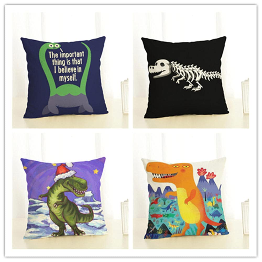 22x22 Inch Cotton Linen Throw Pillow Covers Set of 4 - Square Decorative Cushion Covers with Cartoon Animal Designs for Sofa, Couch & Bed - Perfect for Living Room Decor, Home Styling and Gift Giving
