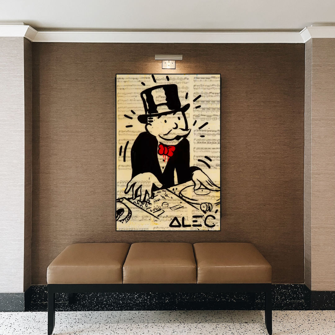 Alec Monopoly DJ Icon Art Canvas Print - Money Man Series | Pop Art Wall Decor for Home, Office & Music Studio