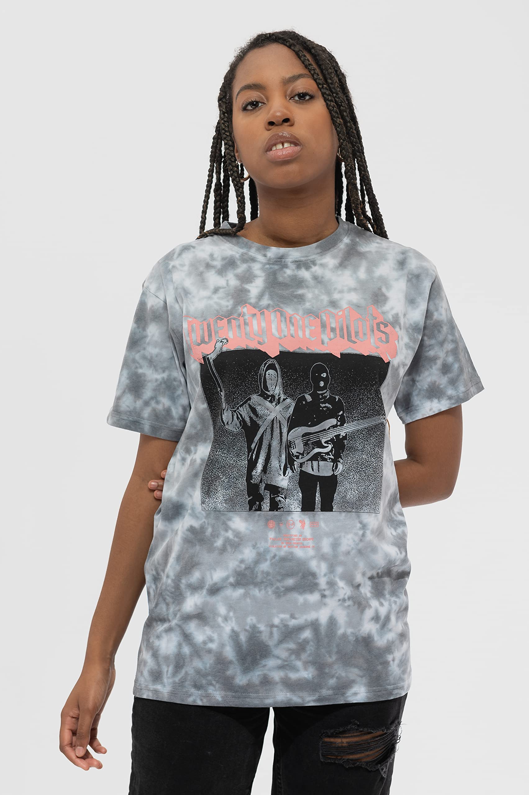Torch Bearers Band Logo T-Shirt for Men - White & Grey Dye Wash Cotton Tee | Casual Wear, Concert Merch, Rock Music Fan Gift