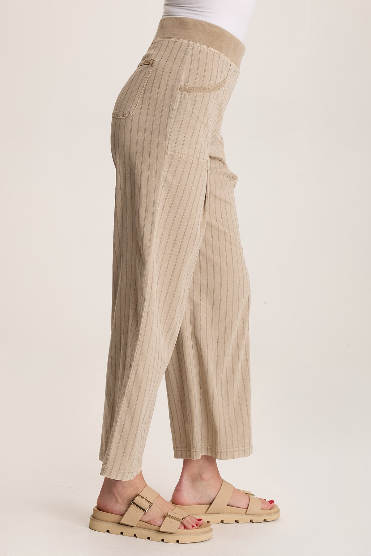 Laughlin Striped Linen Wide Leg Pants for Women - Comfortable High Waisted Loose Fit Trousers - Perfect for Summer, Beach, and Casual Outings
