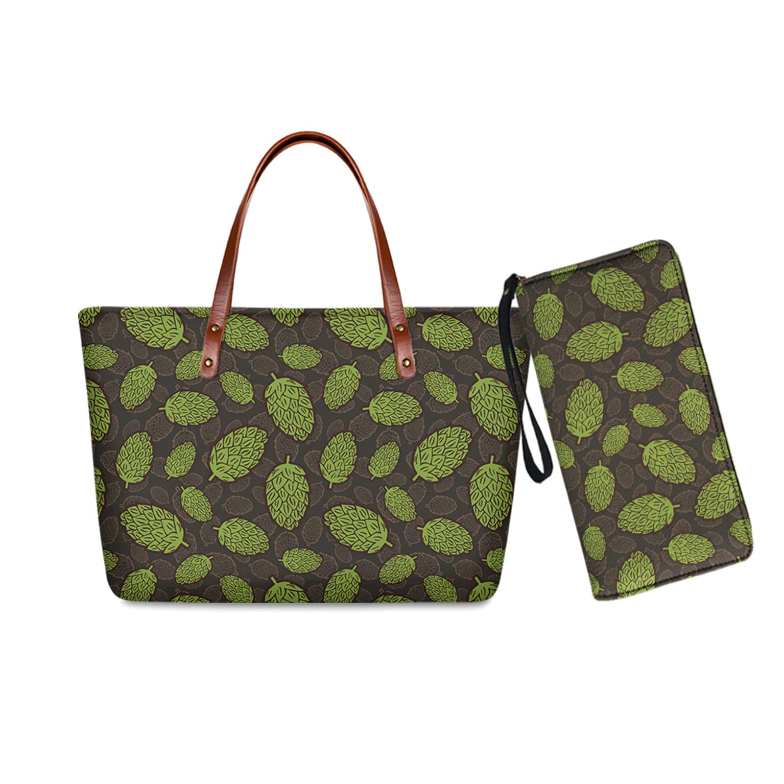 Suhoaziia 2-Pack Hawaiian Hibiscus Print Women's Handbags - Stylish Tote & Shoulder Purse Set with Wallet for Ladies | Perfect for Travel, Beach, Shopping & Everyday Use