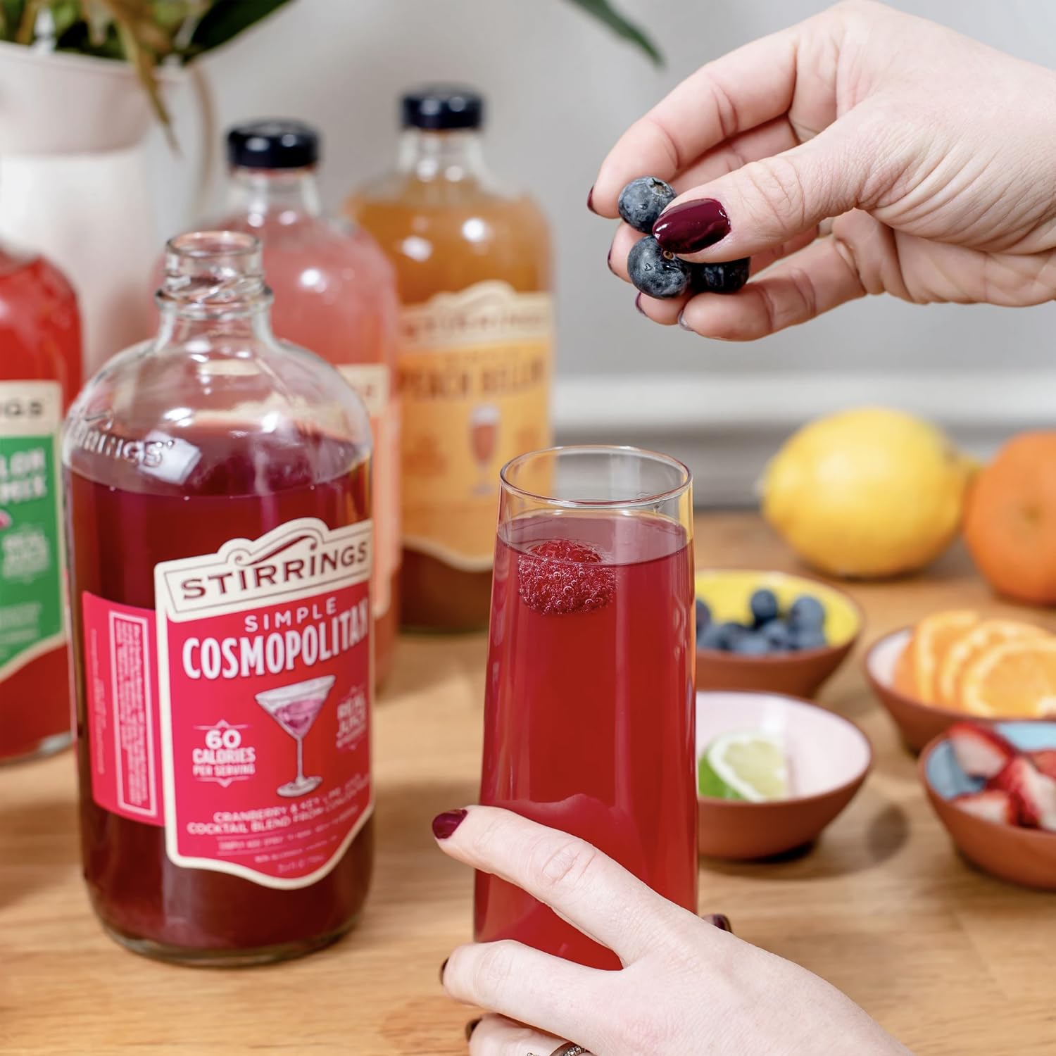 Stirrings 12 Pack Cosmopolitan Cocktail Mix - 750ml Bottles with Real Juice, No Preservatives, Only 90 Calories - Perfect for Parties, Weddings & Home Bars - Premium Drink Mixer for Margaritas & Cocktails