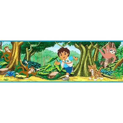 Go Diego Go Self-Adhesive Wallpaper Border - Kids Room Decor, Nursery, Playroom, Classroom Decoration