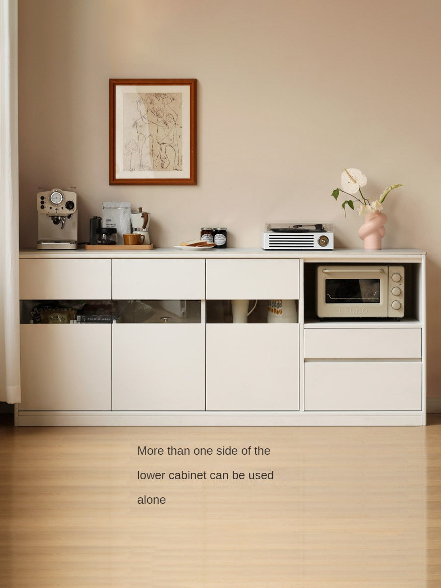 Solid Poplar Wood Wall-Mounted Cream Style Dining Sideboard - Perfect for Small Spaces, Kitchens, and Dining Rooms
