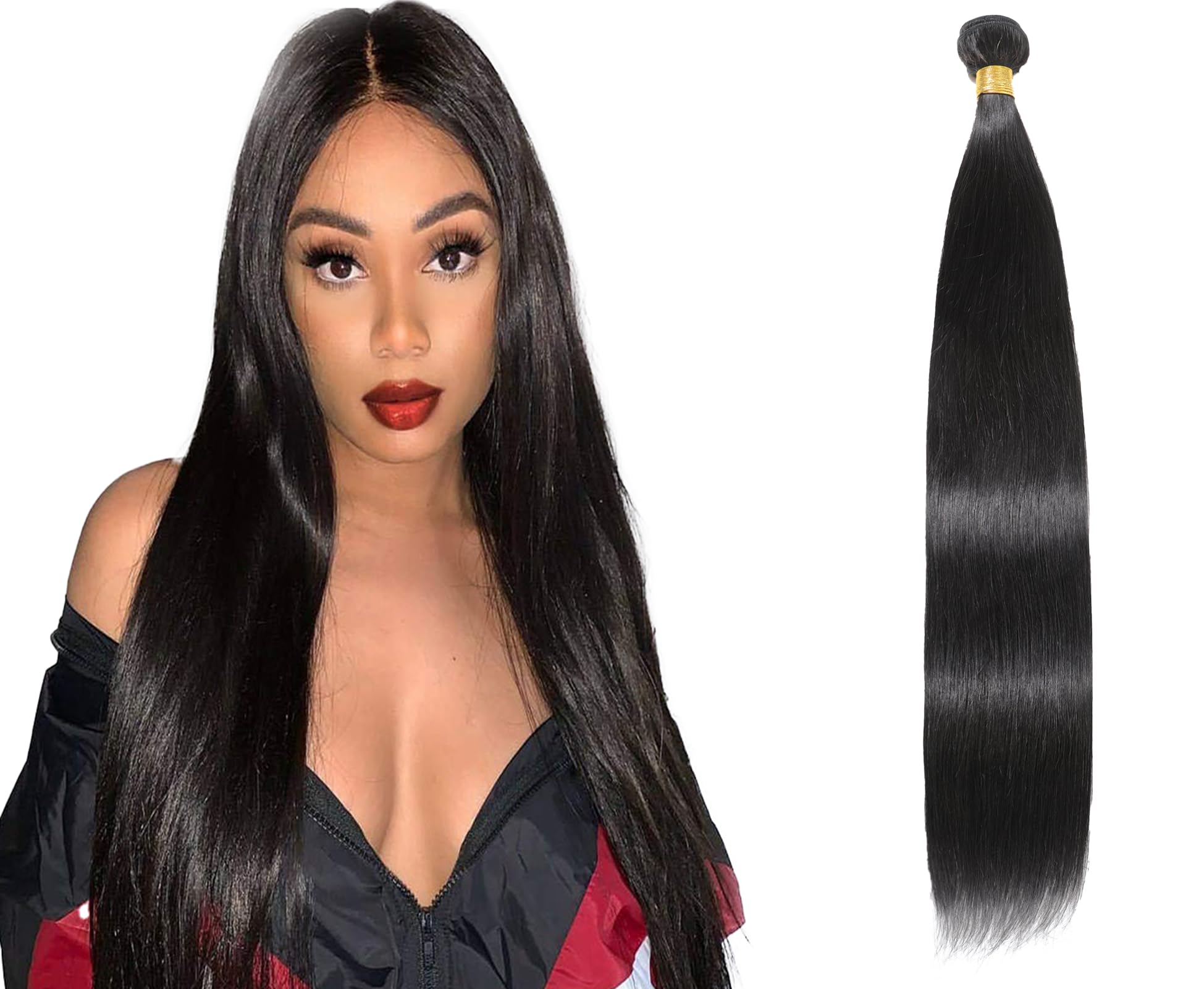 12A Brazilian Virgin Human Hair Bundles - 100% Unprocessed Straight Weave Extensions (1 Bundle, 38 Inch, Natural Black) | Perfect for Salon Styling, Everyday Wear & Special Occasions