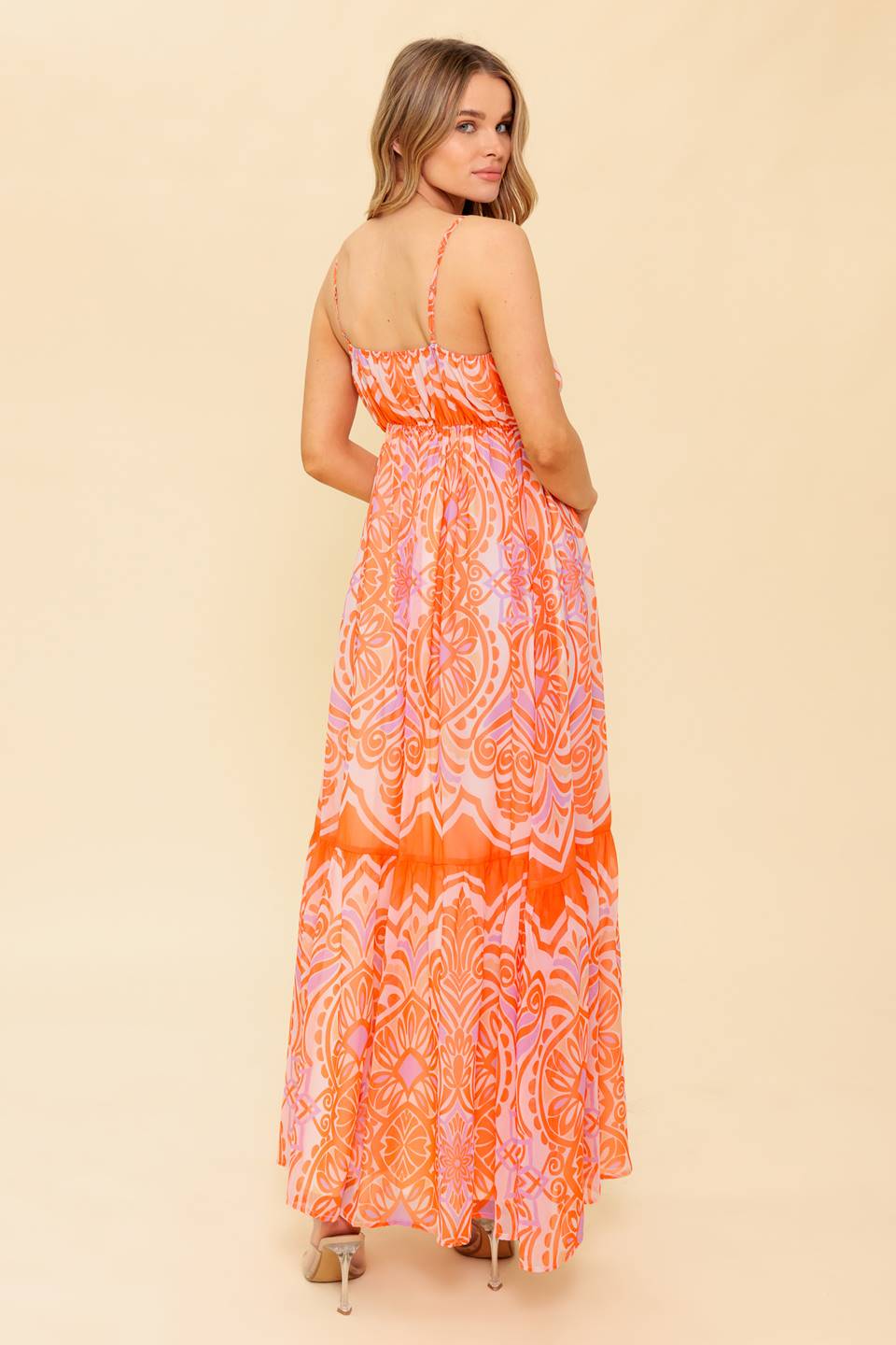 CABANA DAYDREAMS Women's Floral Maxi Dress in Coral - Perfect for Beach Vacations, Summer Parties and Boho Fashion