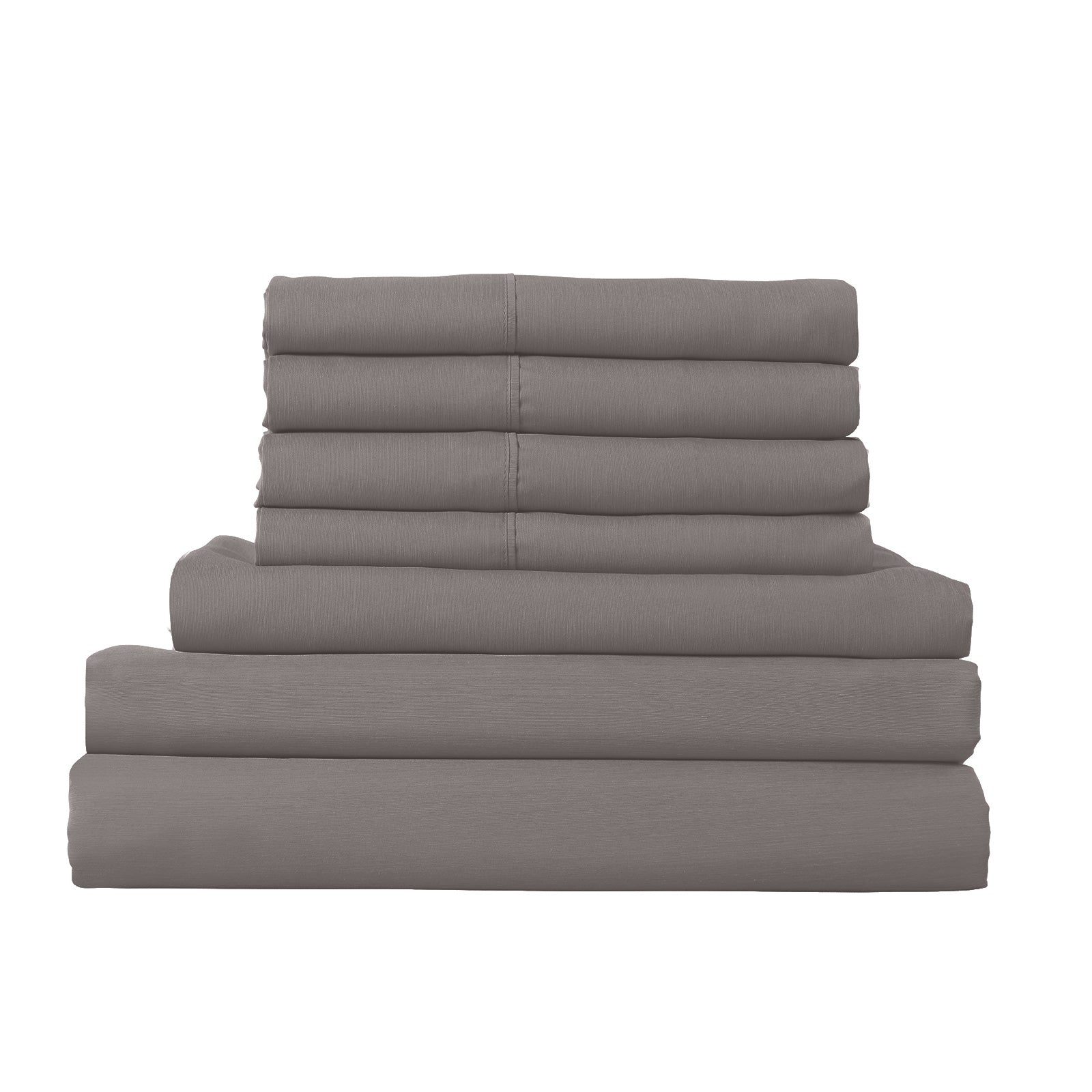 Luxury 1500 Thread Count 6-Piece King Size Bedding Set with 2 Duck Feather Down Pillows - Dusk Grey - Ultra Soft Comforter, Fitted Sheet, Flat Sheet & Pillowcases for Master Bedroom, Guest Room or Hotel