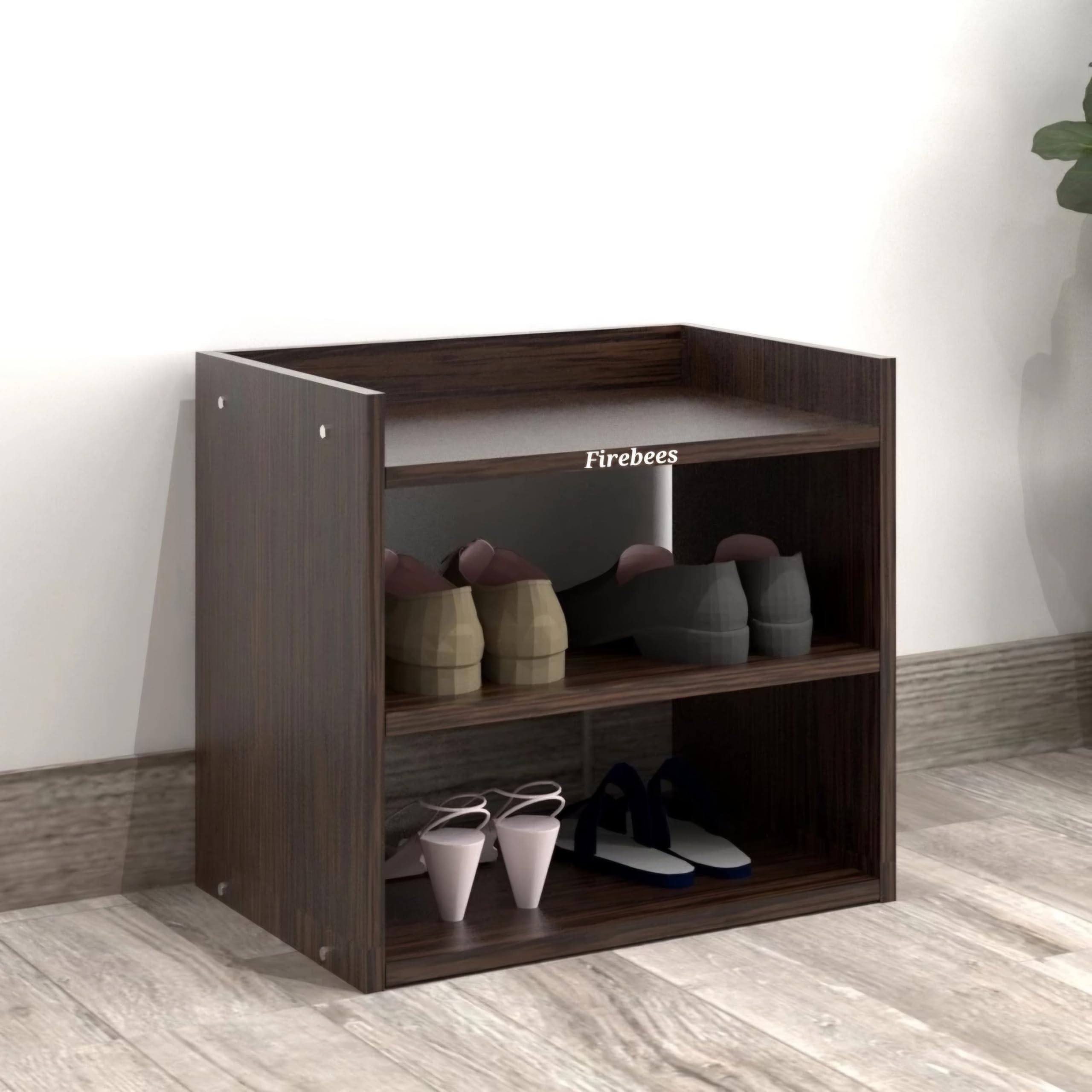 Premium Engineered Wood Shoe Rack Organizer - 3-Tier Open Shelf Storage for Shoes, Slippers & Boots | Space-Saving Home & Office Furniture for Living Room, Entryway, Bedroom & Closet Organization
