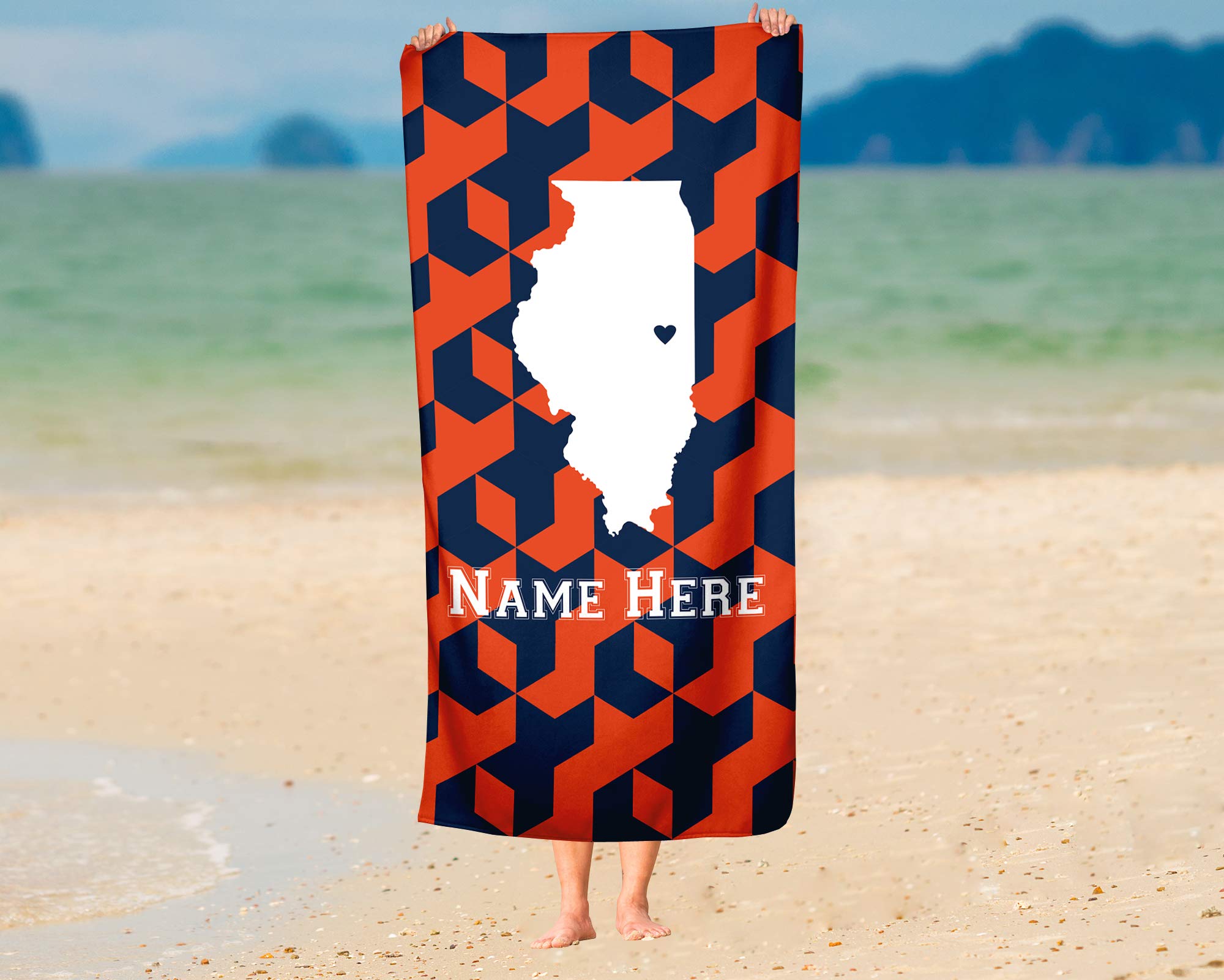 Custom Champaign Illinois State Pride Beach & Bath Towel - Personalized Medium & Large Towels for Adults & Kids - Perfect for College Football, Basketball Fans, Pool Parties & Home Decor