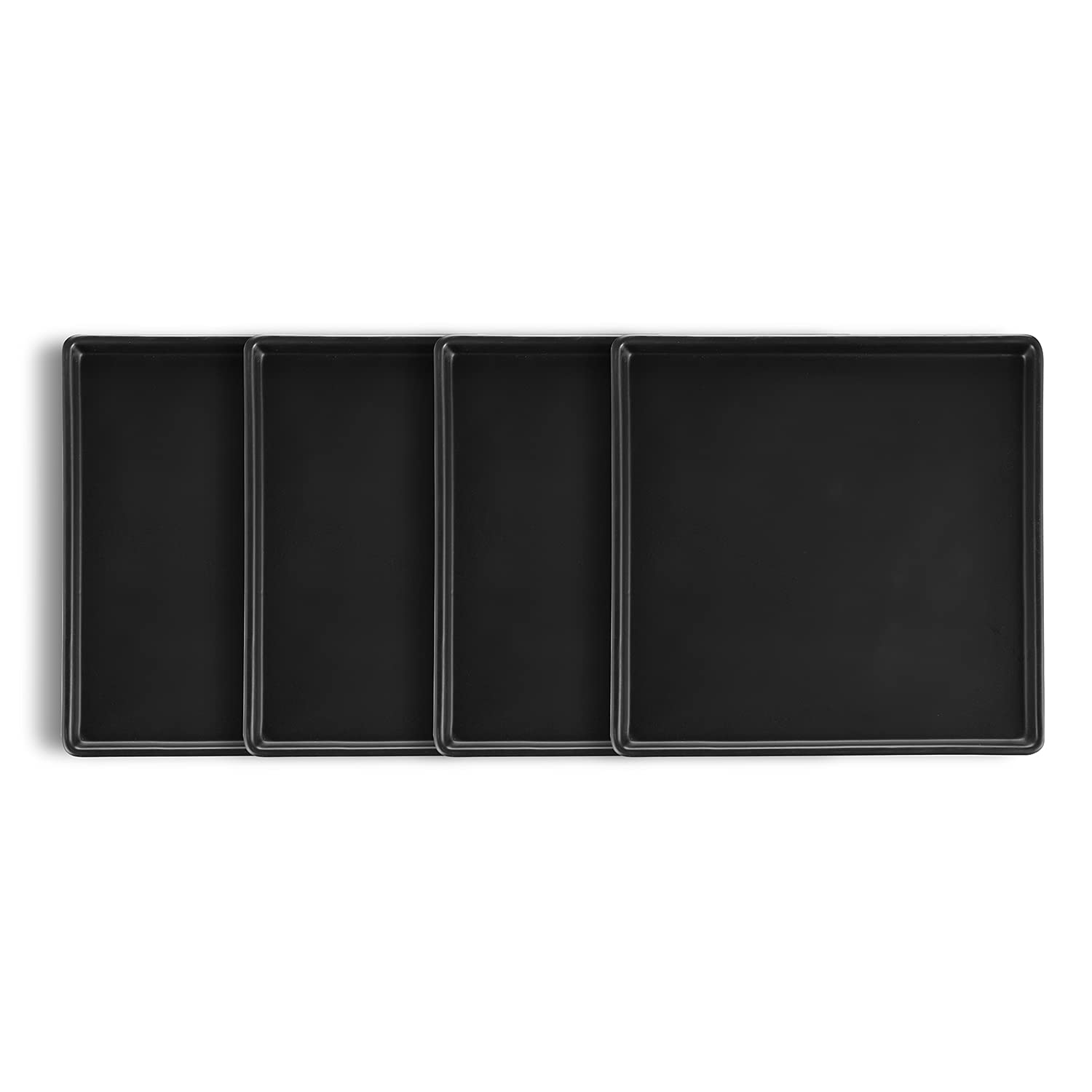 Grace Stoneware Dinner Plate Set of 4 - Elegant Black Stone Lain Plates for Everyday Dining, Dinner Parties & Home Decor