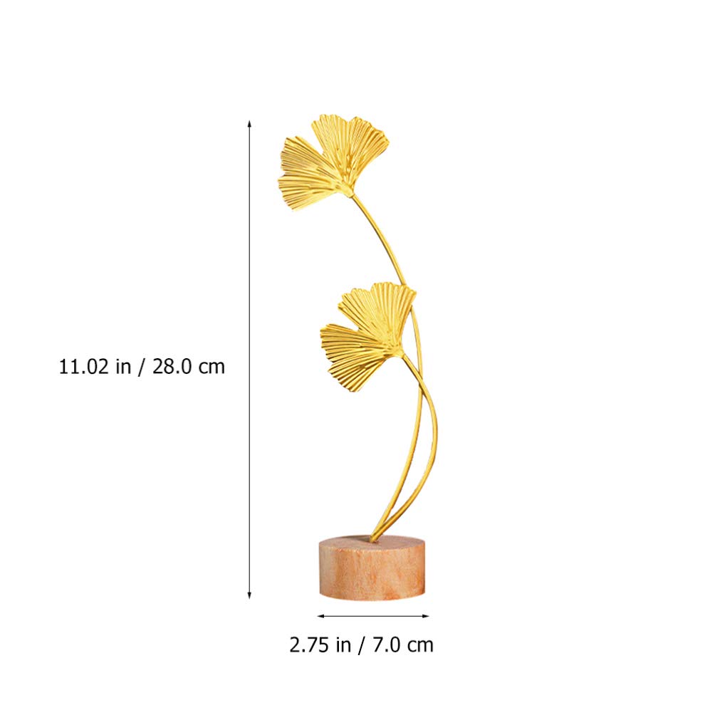 TOYANDONA Large Metal Ginkgo Leaf Sculpture - Handcrafted Abstract Art Figurine for Home & Office Decor, Desktop Ornament, Gift Idea - Perfect for Living Room, Bookshelf, or Wedding Centerpiece