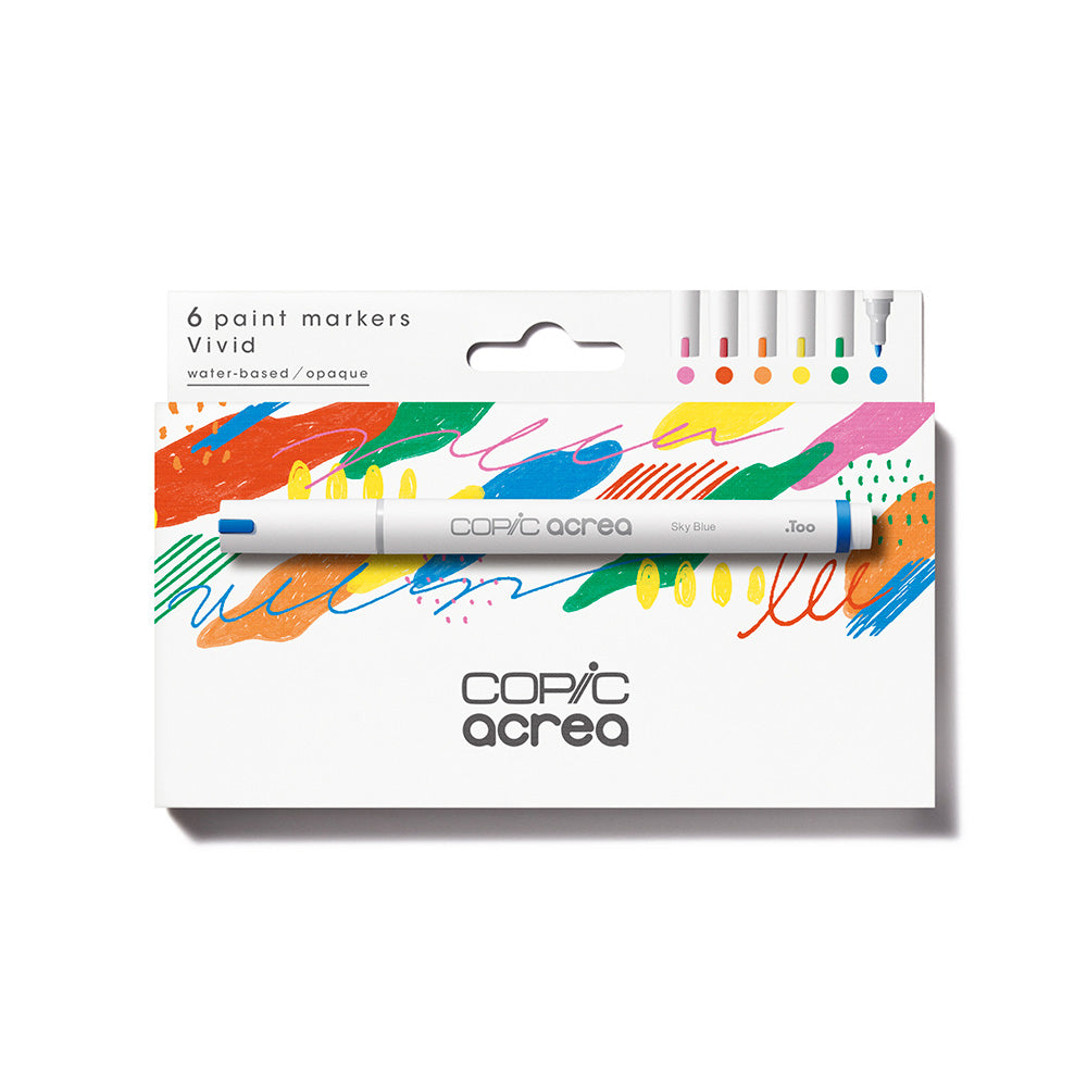 Copic Acrylic Paint Marker Set - 6 Vibrant Colors for Artists, DIY Crafts & Illustration | Perfect for Canvas, Wood, Fabric & More