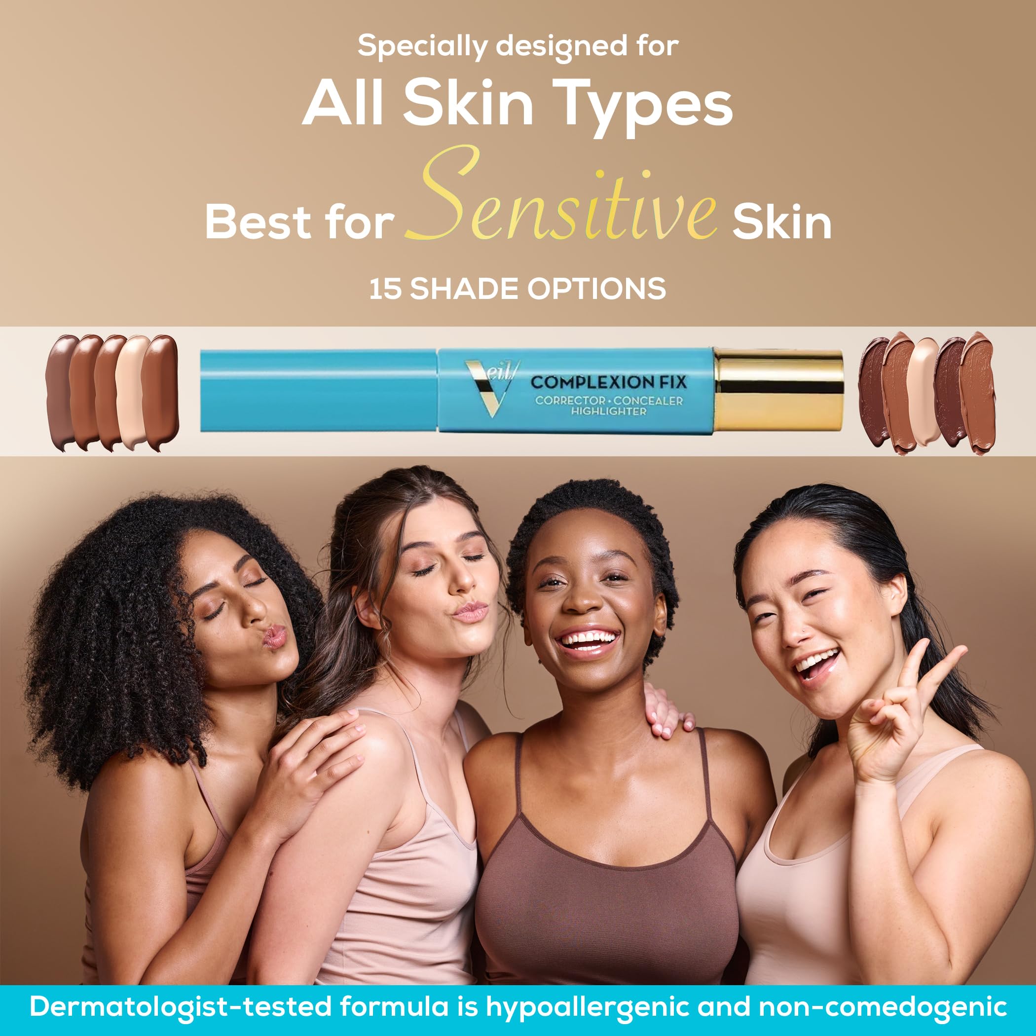 Veil Cosmetics Complexion Fix Concealer - Liquid Under Eye Concealer for Dark Circles, Highlight & Contour - Anti-Aging Vegan Makeup Pen with Hydrating Formula (4P Tan Pink) - Perfect for Daily Coverage, Evening Skin Tone, and Photo-Ready Makeup Looks