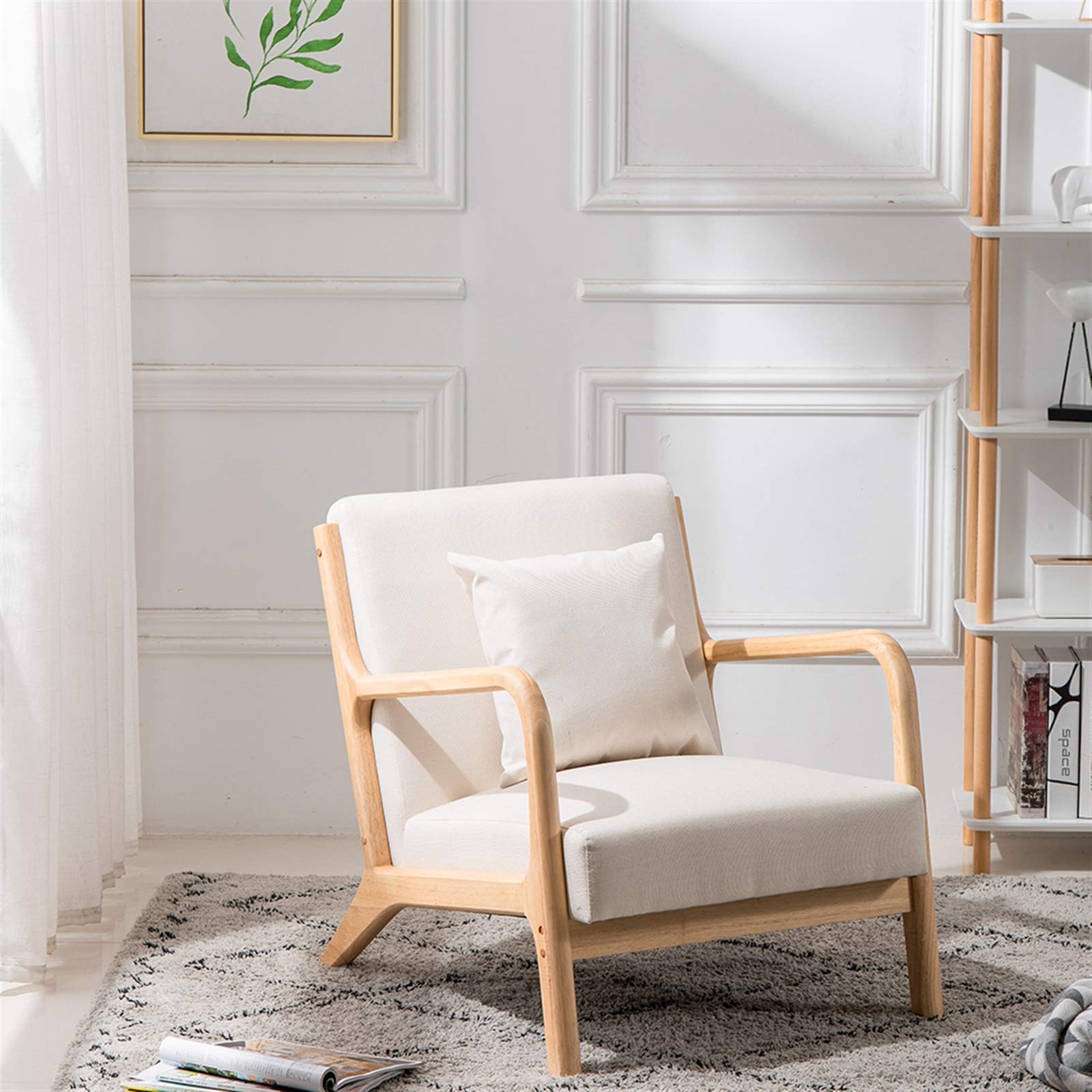 Luxury Fabric Oak Sofa in Beige - Modern Comfort for Living Room, Bedroom & Office - Perfect for Relaxing, Entertaining & Home Decor