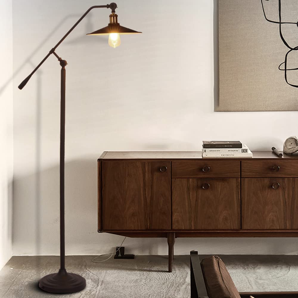 Industrial Farmhouse Floor Lamp - Adjustable Gooseneck Design, Foldable Piano Light, E26/E27 Base (60W Max) for Bedroom, Living Room & Study - Perfect for Reading, Fishing & Photo Backdrops